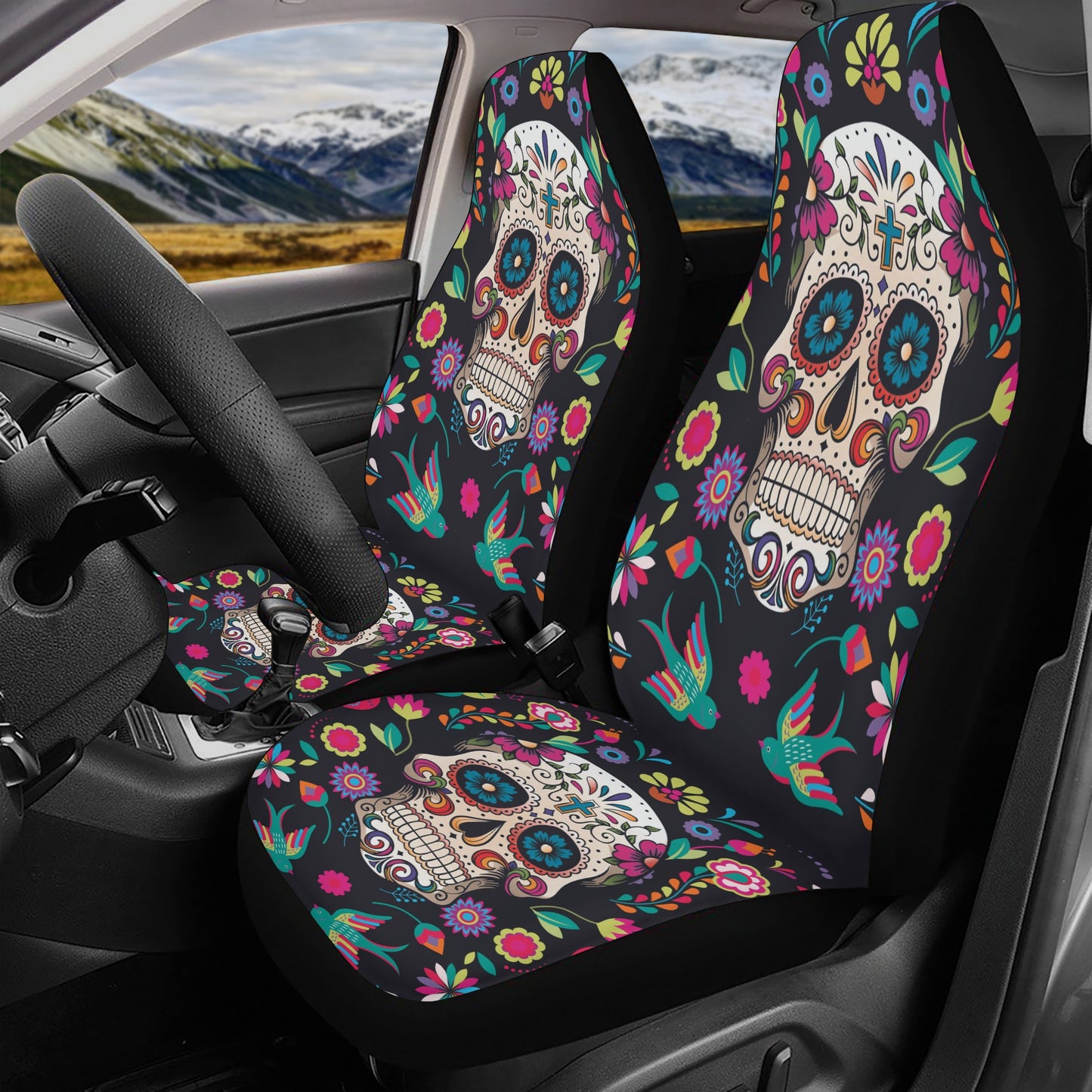Sugar skull dia de los muertos calaveras Car Seat Cover Set