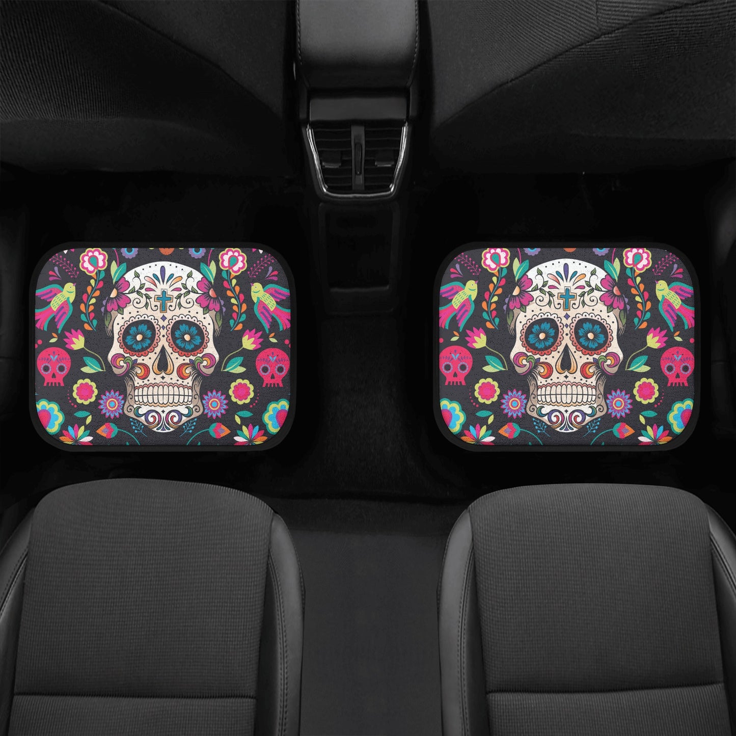 Sugar skull dia de los muertos calaveras Back and Front Car Floor Mats