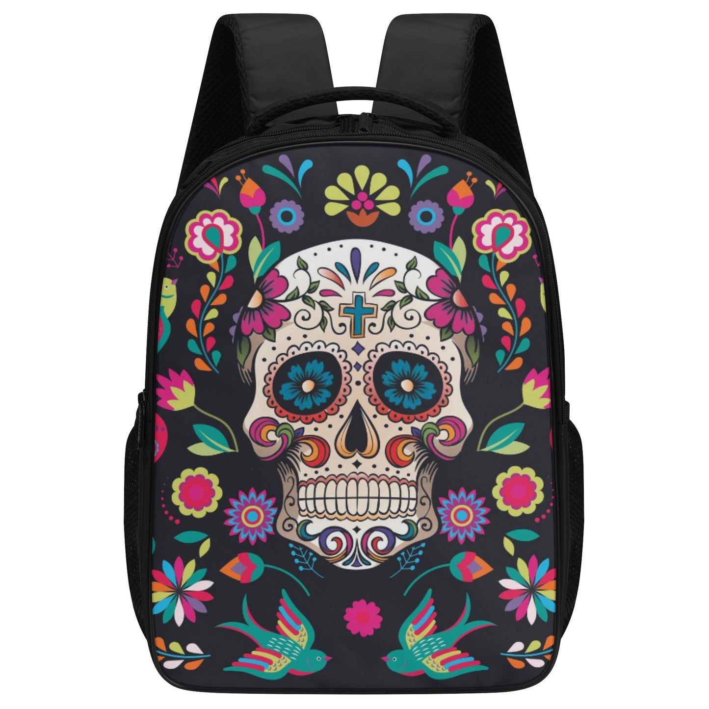 Sugar skull Day of the dead Halloweeen gothic 16 Inch Dual Compartment School Backpack