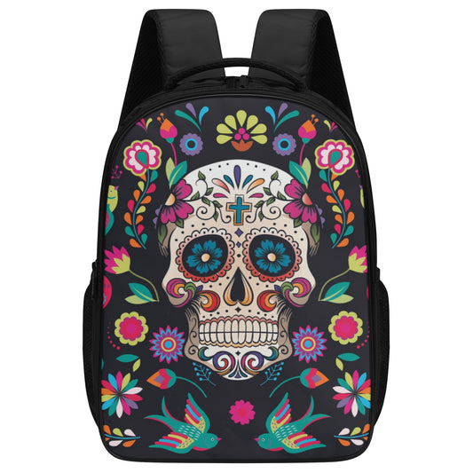 Sugar skull Day of the dead Halloweeen gothic 16 Inch Dual Compartment School Backpack