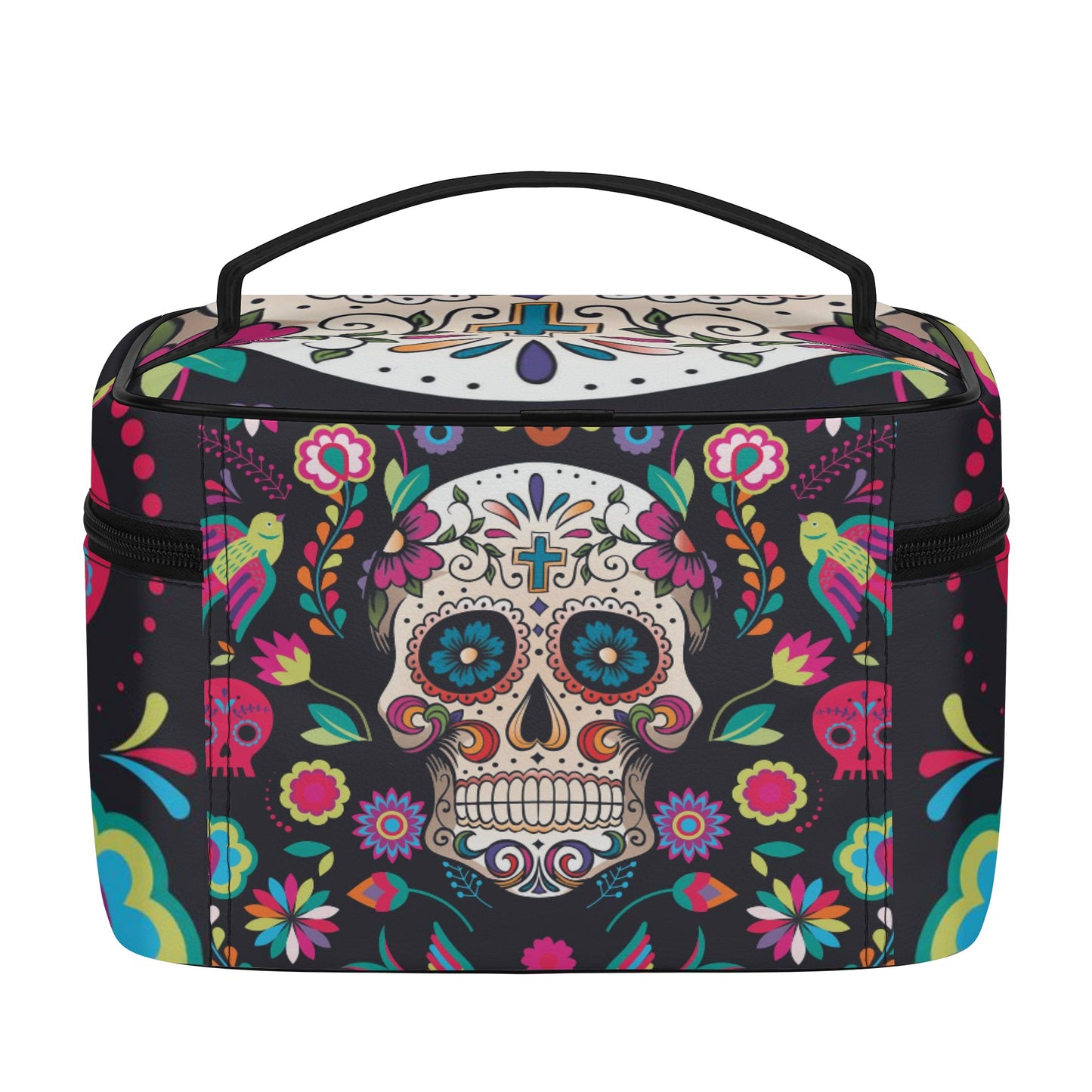 Sugar skull Day of the dead Halloweeen gothic All Over Printing Leather Cosmetic Bag