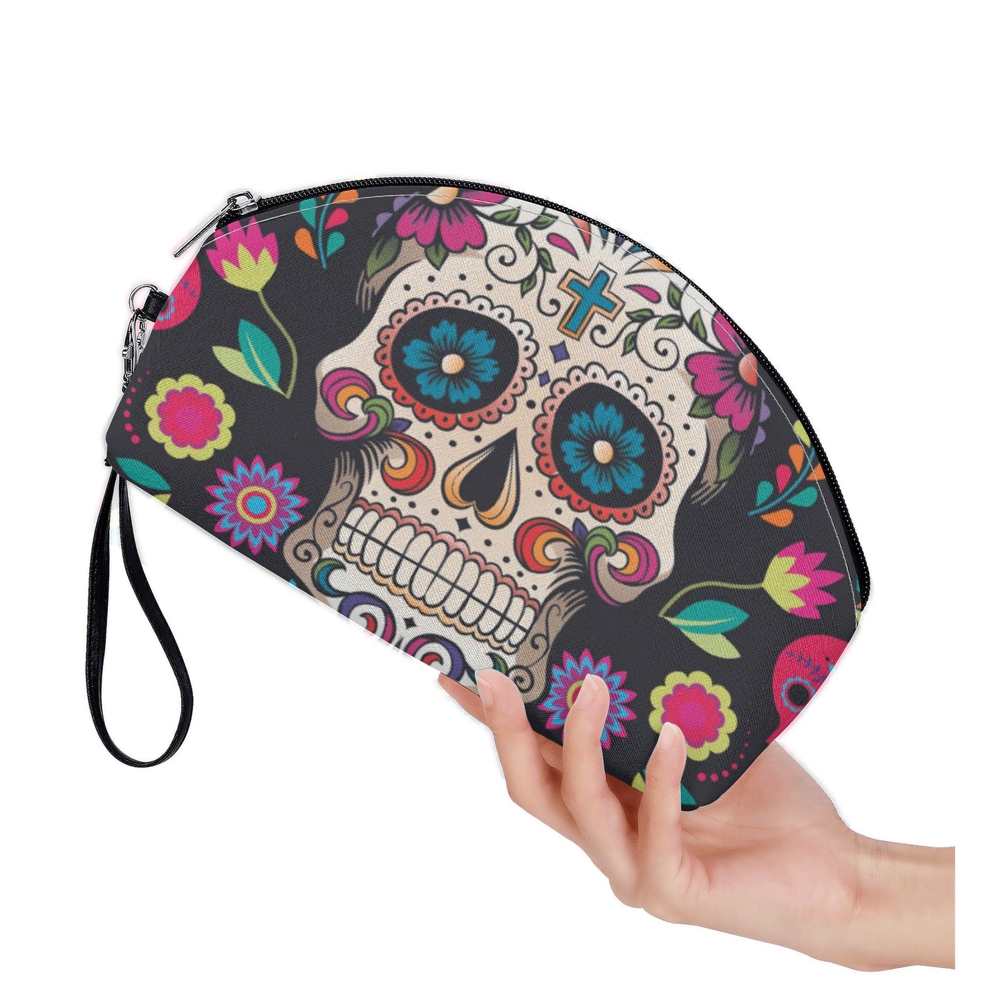 Sugar skull Day of the dead Halloweeen gothic Curve Cosmetic Bag