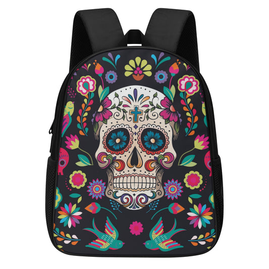 Dia de los muertos gothic Halloween Mexican skull 14 Inch Nylon Backpack