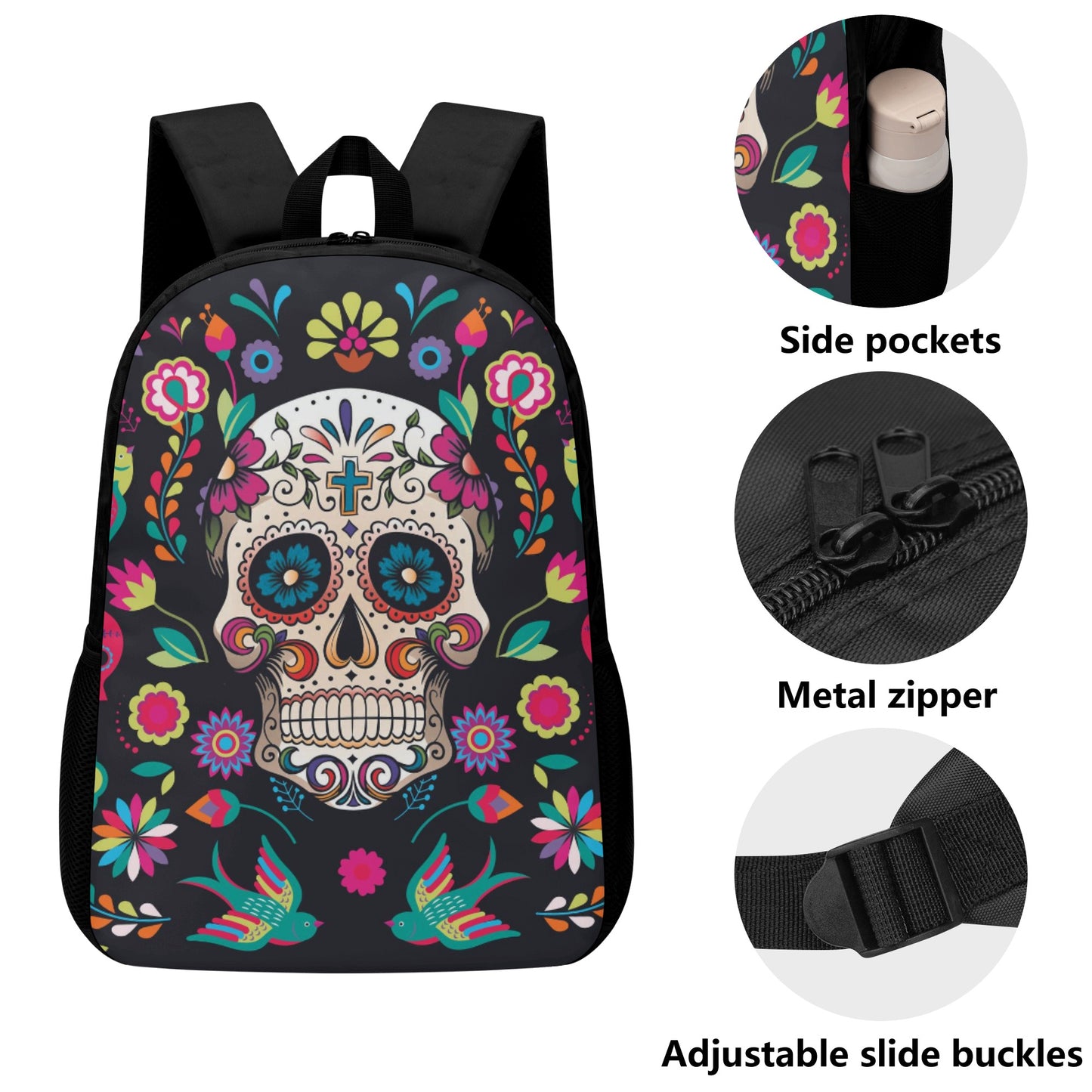 Dia de los muertos gothic Halloween Mexican skull 17 Inch Laptop Backpack