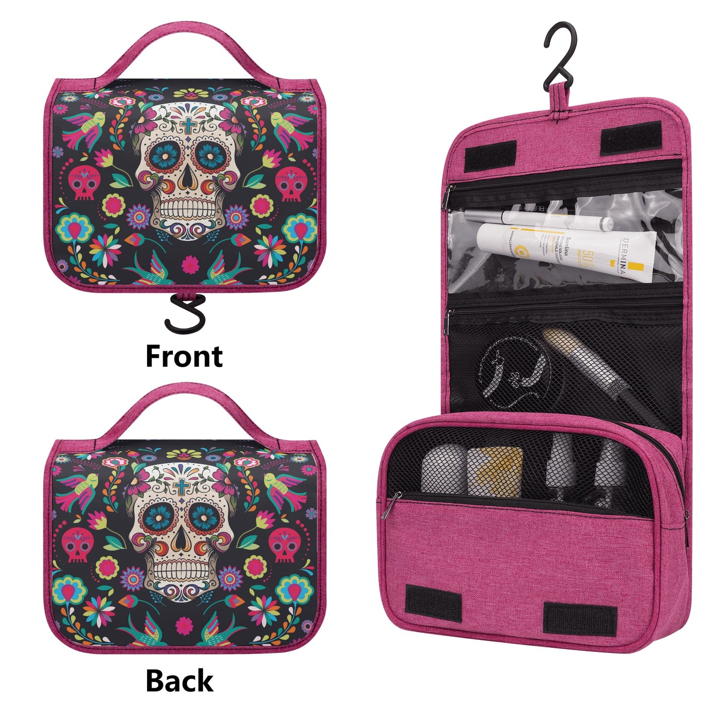 Dia de los muertos gothic Halloween Mexican skull Bath Toiletry Bag