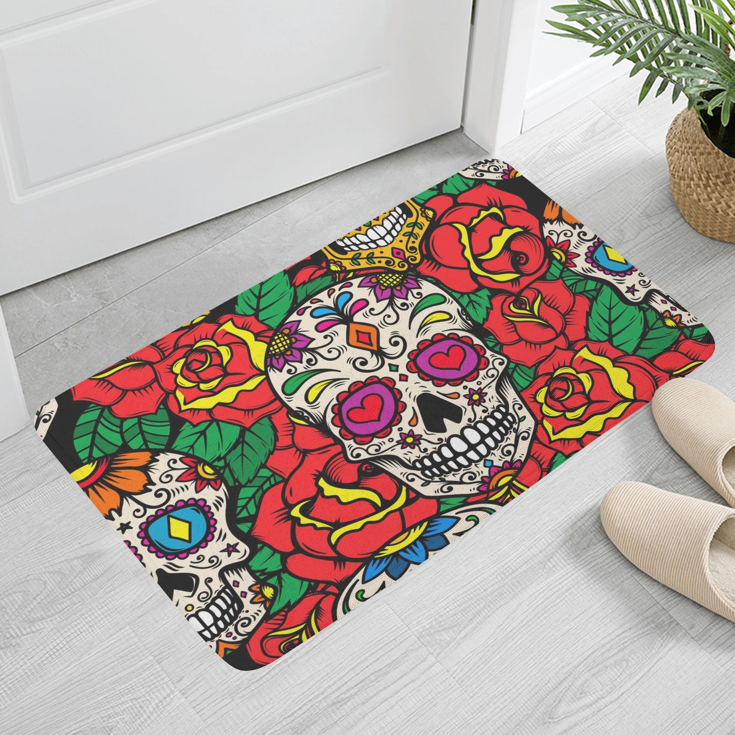 Calaveras skull mexican sugar skull Plush Doormat