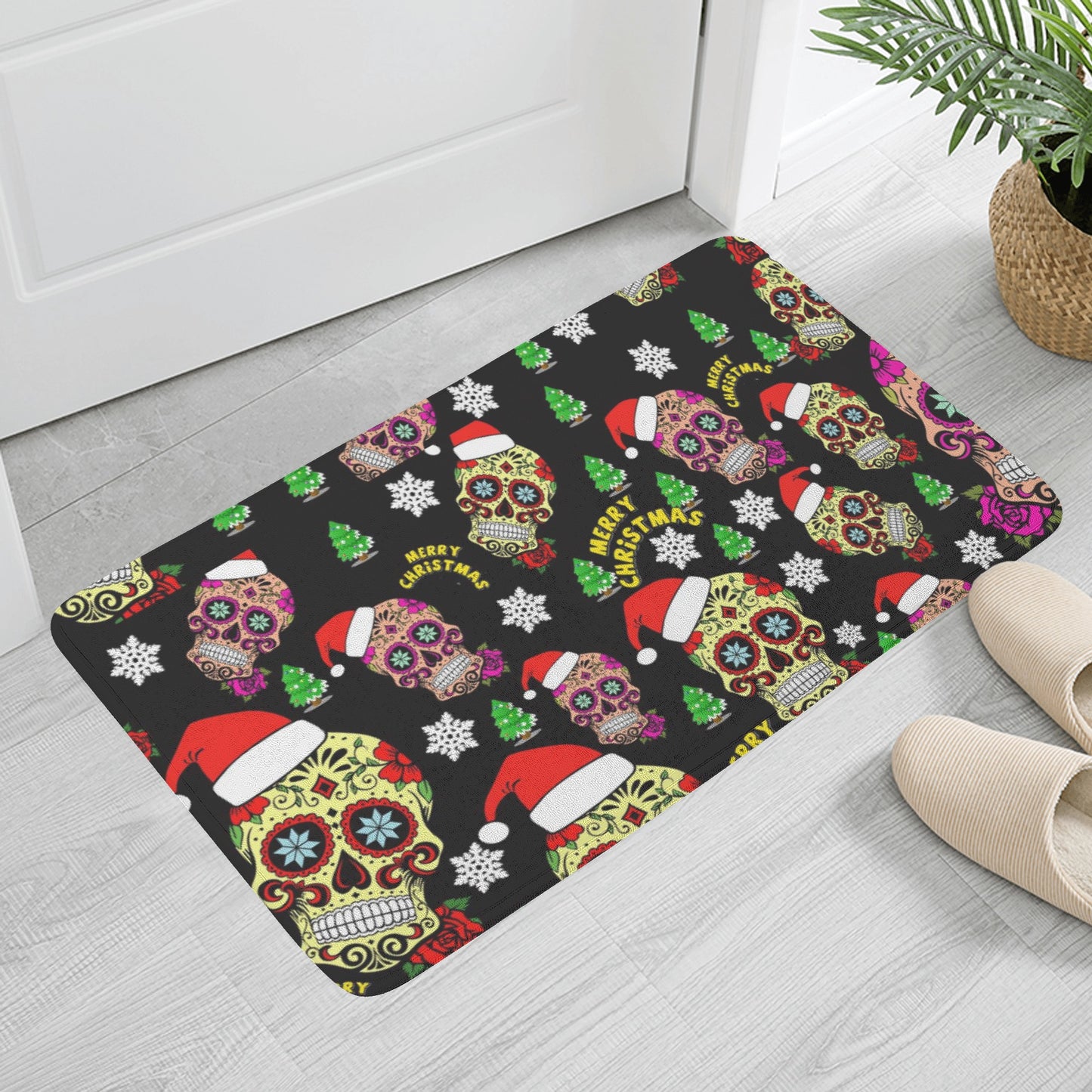 Sugar skull day of the dead Plush Doormat