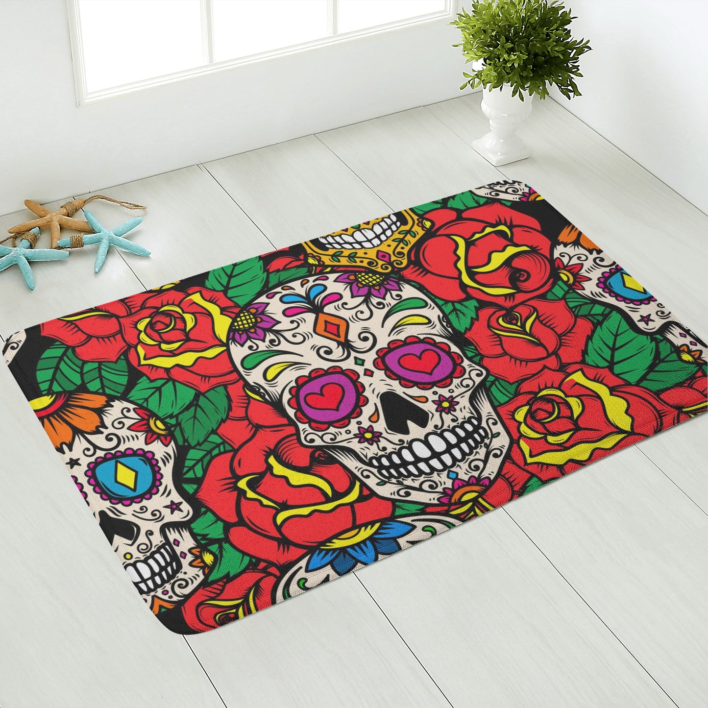 Calaveras skull mexican sugar skull Plush Doormat