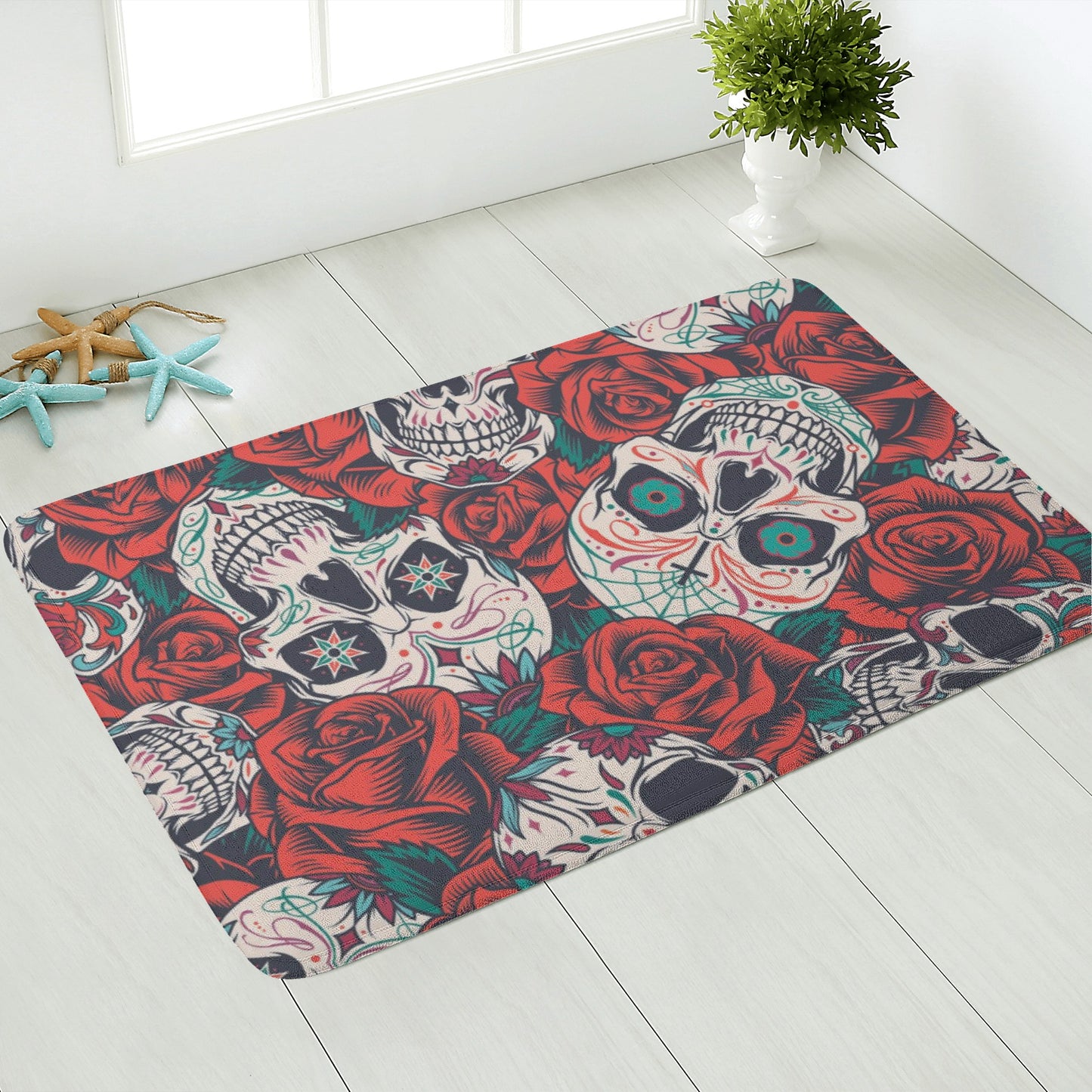 Dia de los muertos skull Plush Doormat