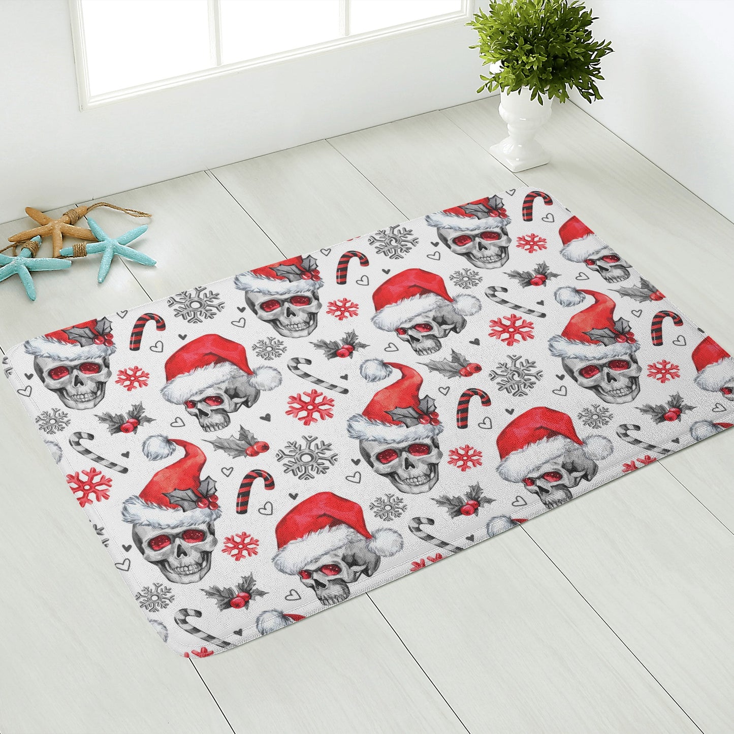 Santa claus skull Plush Doormat