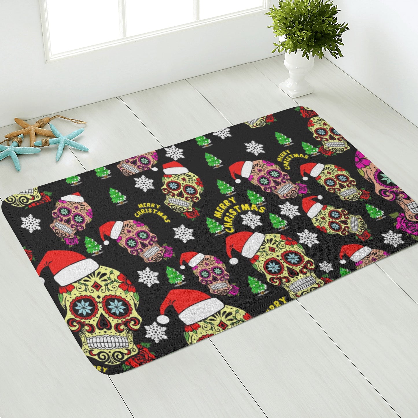 Sugar skull day of the dead Plush Doormat