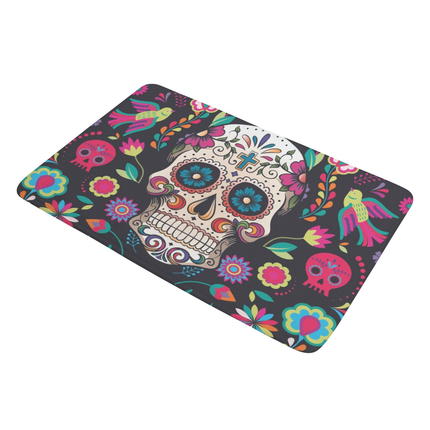 Sugar skull floral Sugar skull Day of the dead mexican skull  calavears Halloween Sugar skull floral Plush Doormat