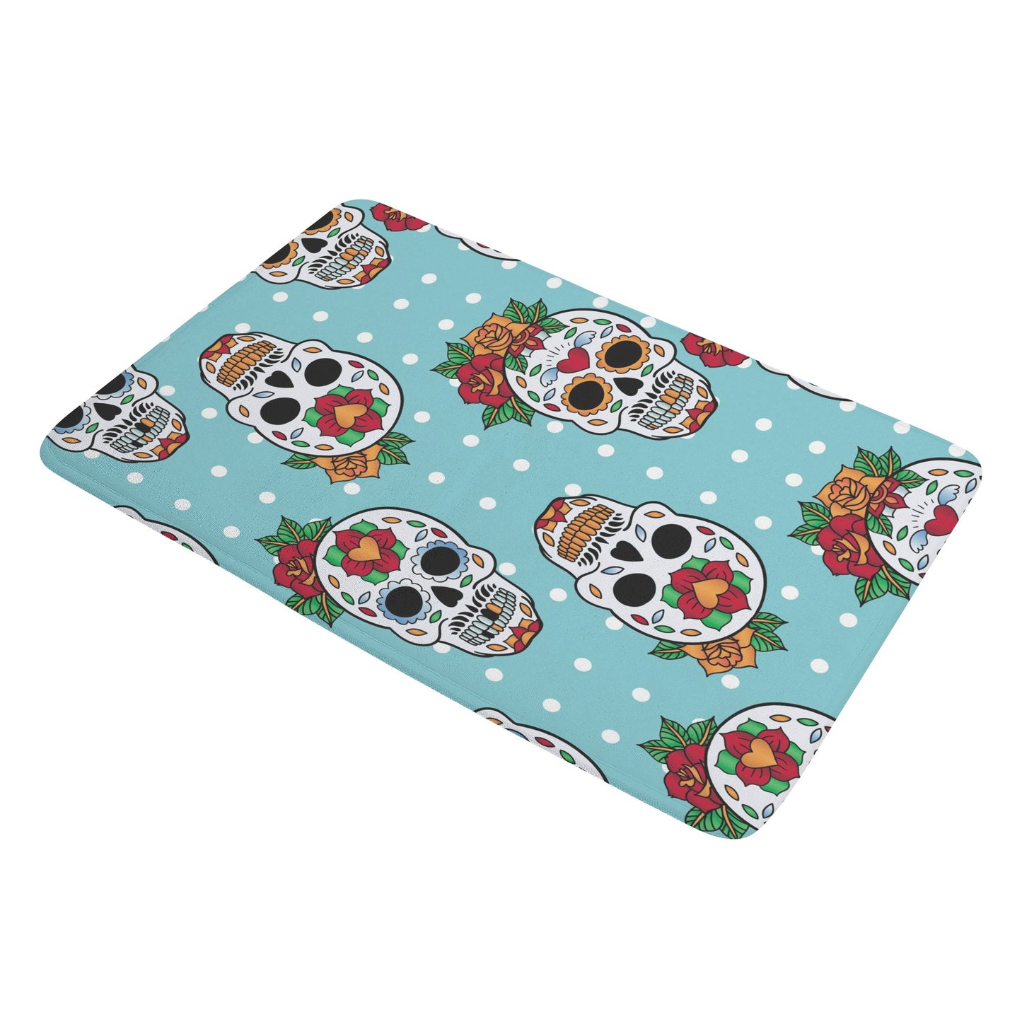 Floral calaveras mexican skull Plush Doormat