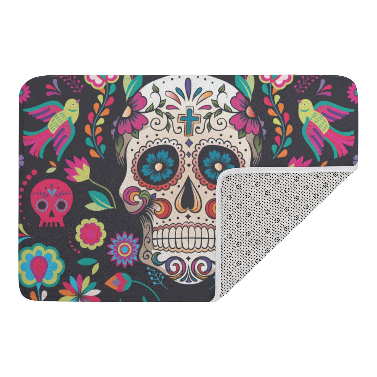 Sugar skull floral Sugar skull Day of the dead mexican skull  calavears Halloween Sugar skull floral Plush Doormat