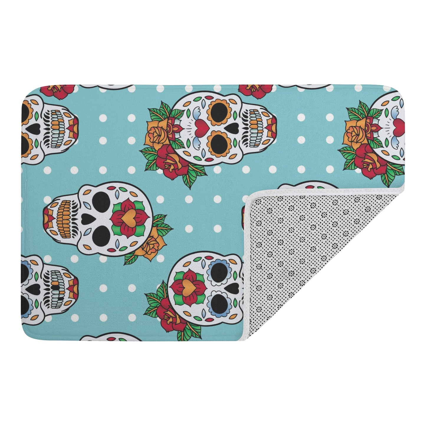 Floral calaveras mexican skull Plush Doormat