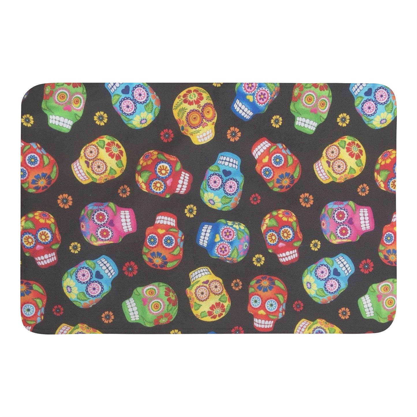 Sugar skull dia de los muertos mexican calaveras skull Plush Doormat