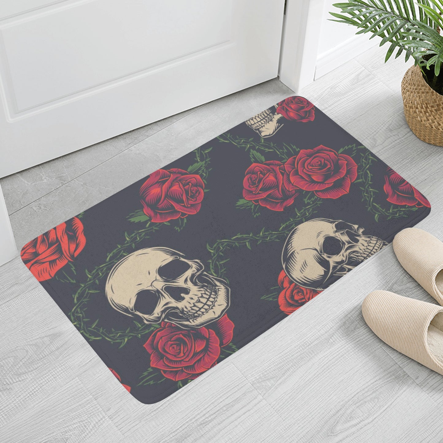 Rose skull Plush Doormat
