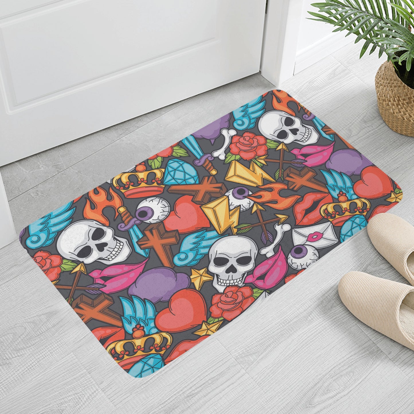 Halloween skull skeleton Plush Doormat