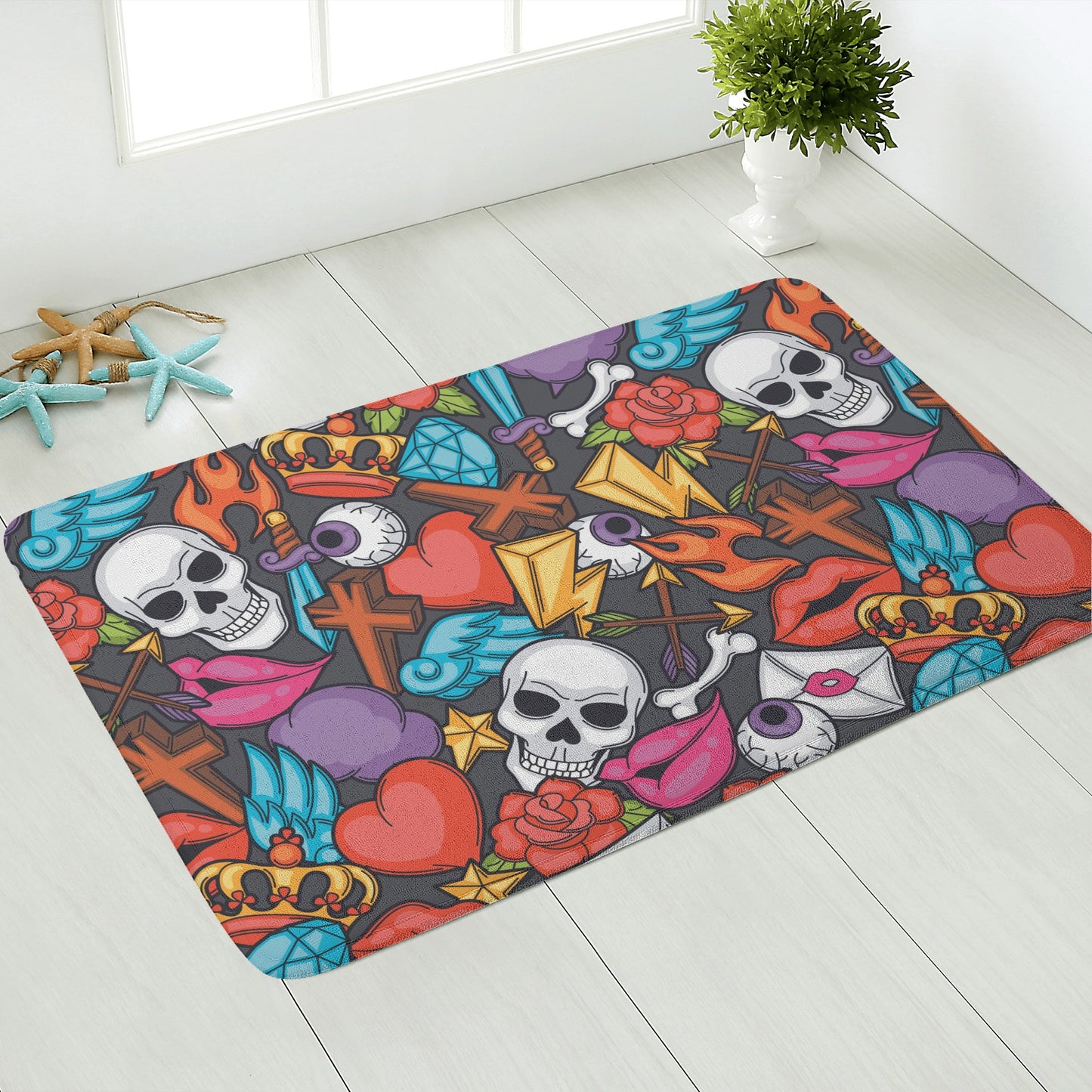 Halloween skull skeleton Plush Doormat