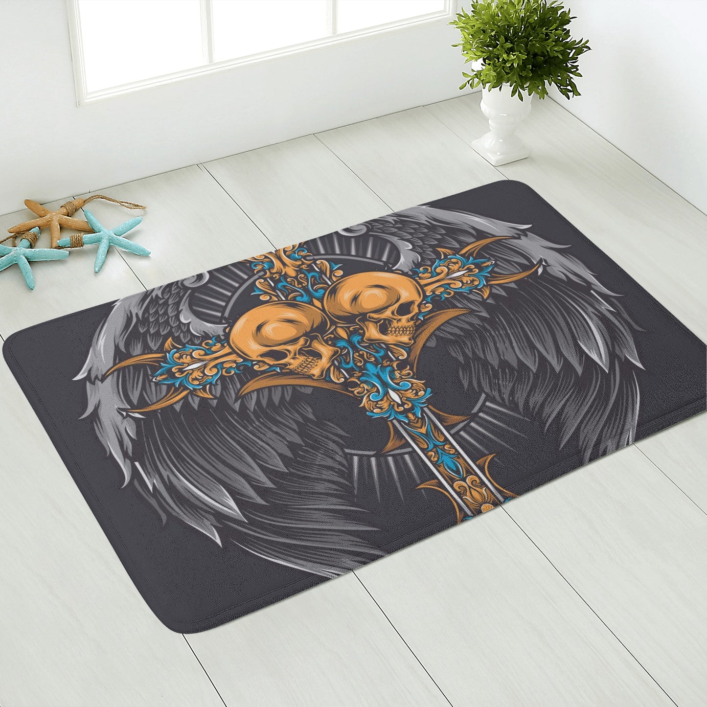 Cross skull Plush Doormat