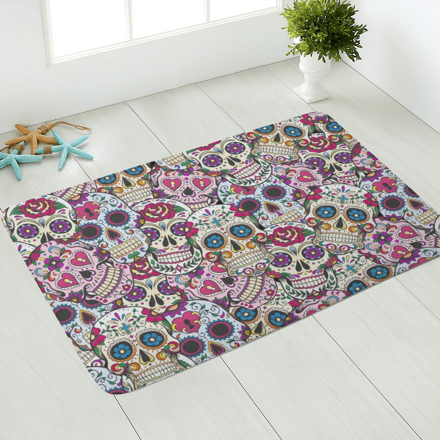 Gothic dia de los muertos Plush Doormat