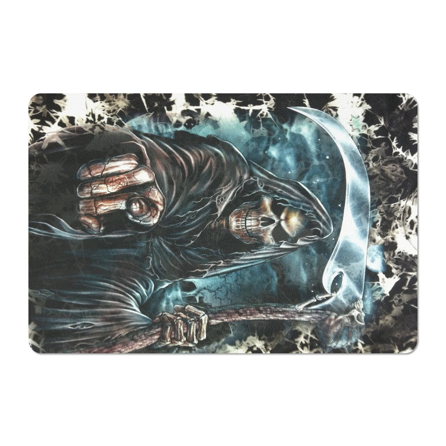 Skeleton grim reaper halloween skull Rubber Door Mat