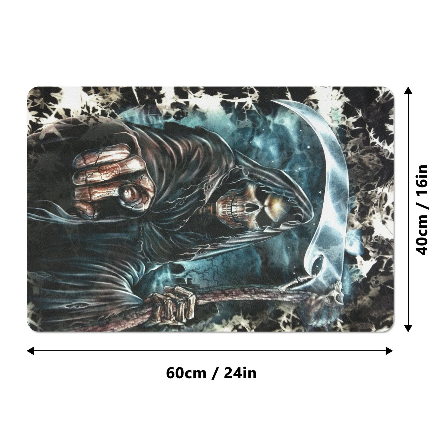 Skeleton grim reaper halloween skull Rubber Door Mat