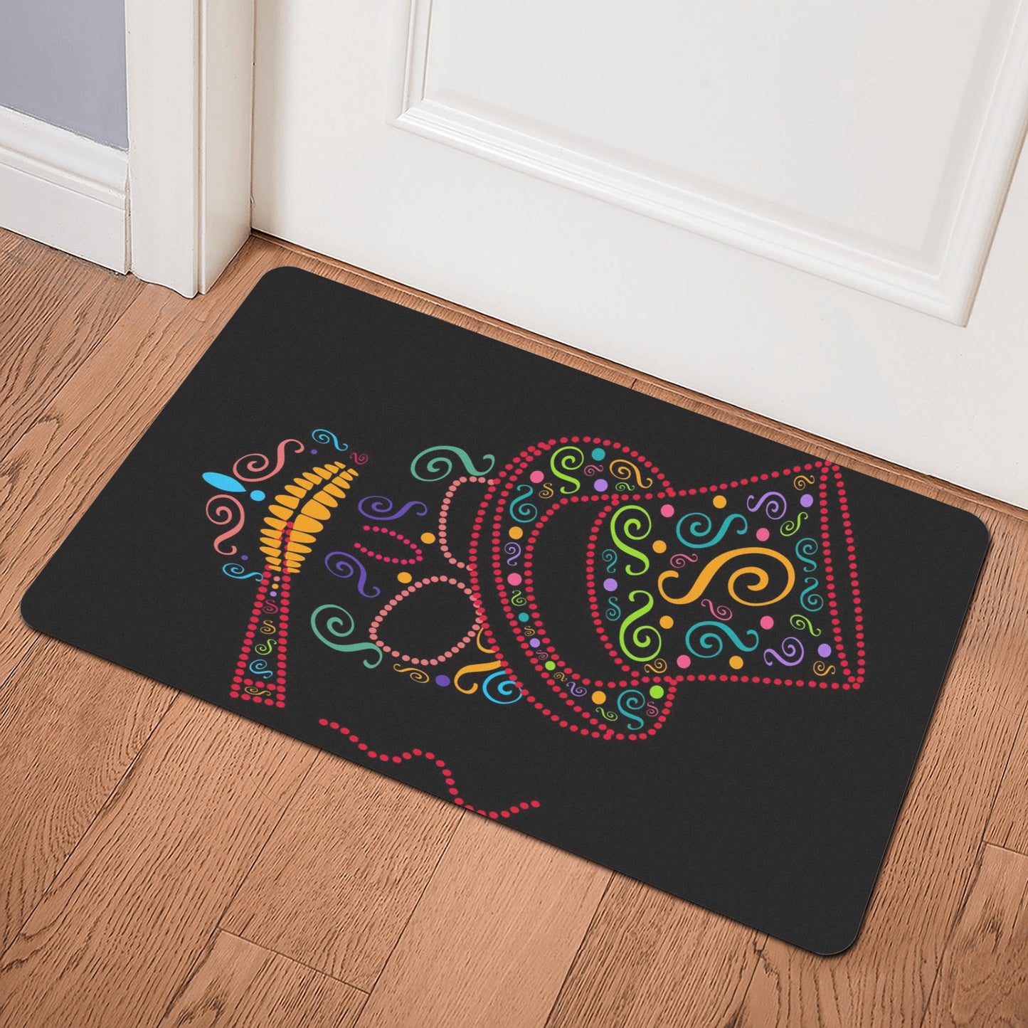 Sugar skull day of the dead colorful skull Rubber Door Mat