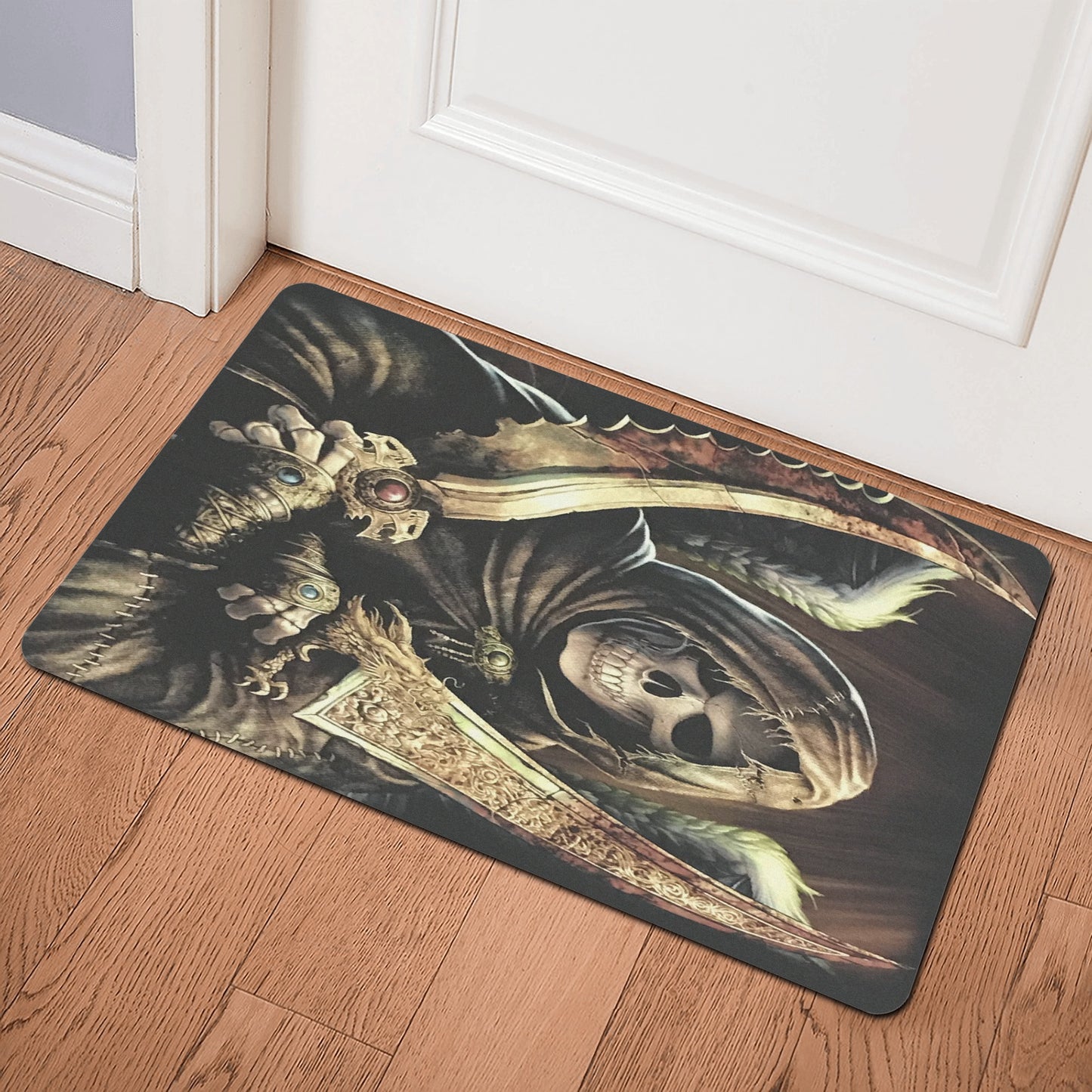 Grim reaper horro skull Rubber Door Mat