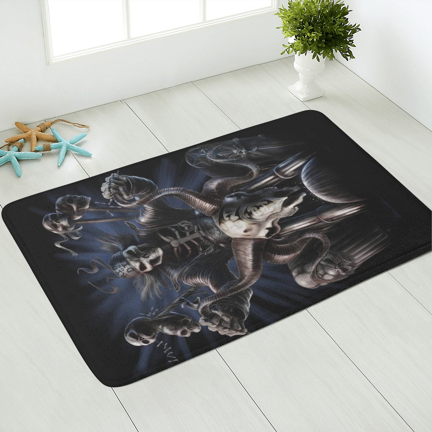 Motorcycle biker skull Plush Doormat