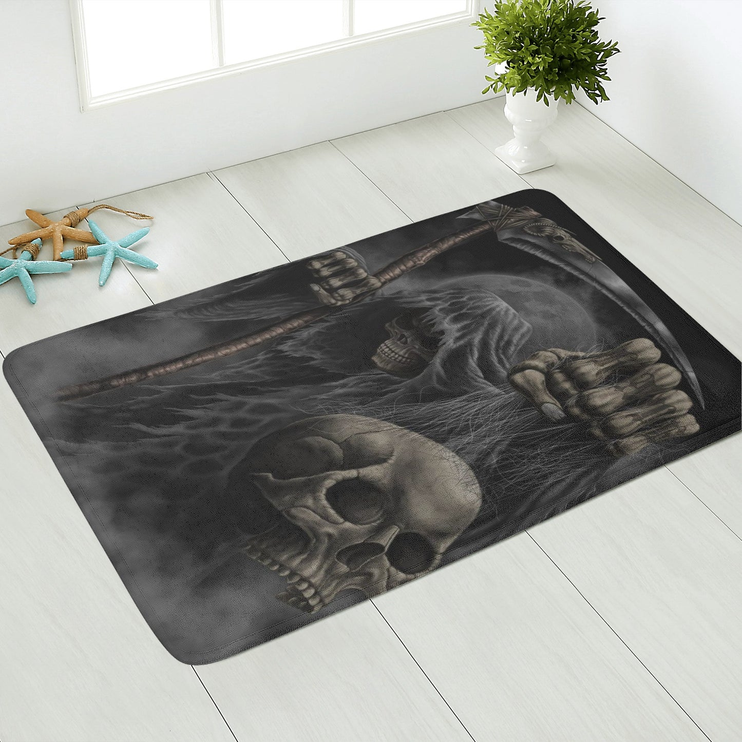 Grim reaper hold skull Plush Doormat