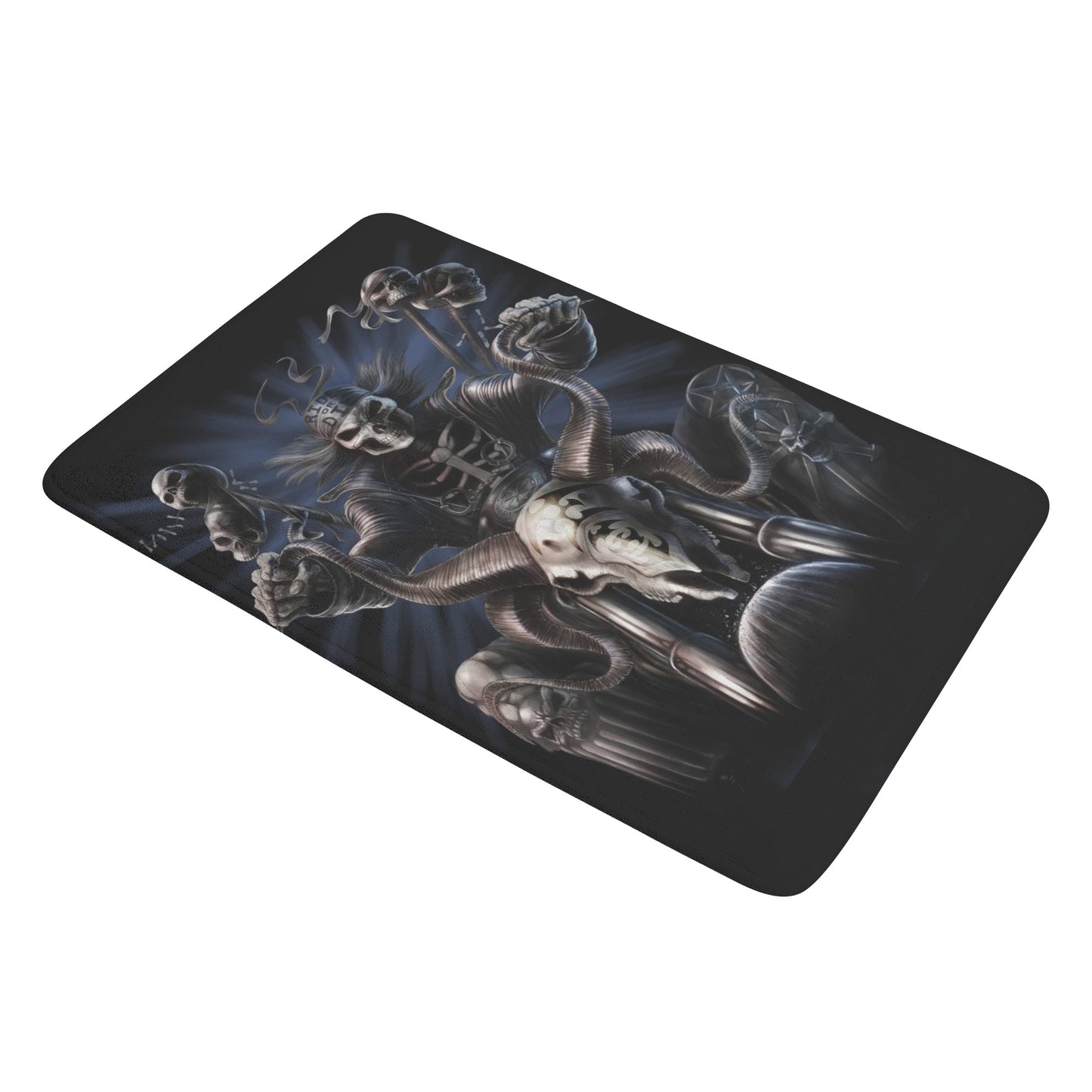 Motorcycle biker skull Plush Doormat