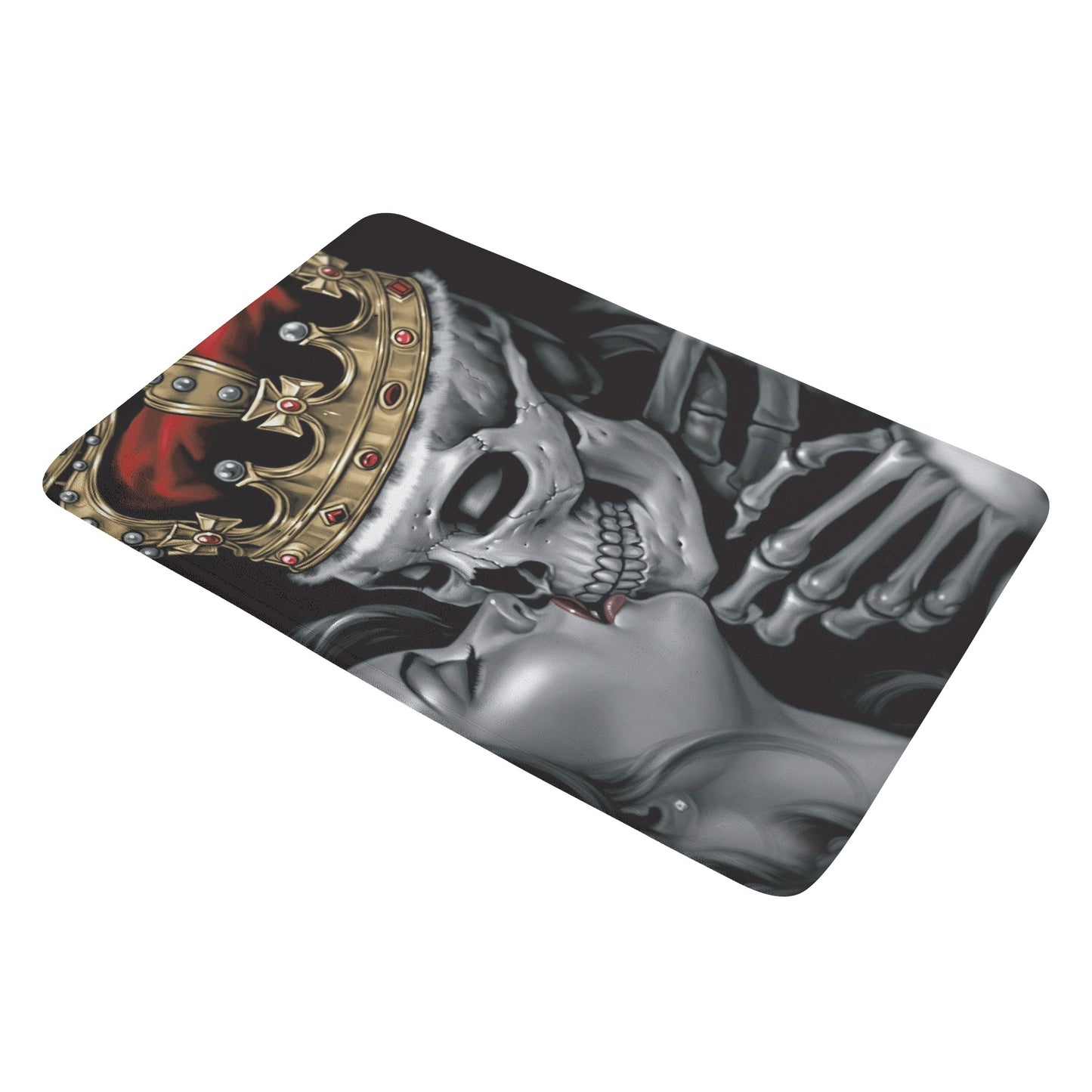 KING and queen kiss skull Plush Doormat