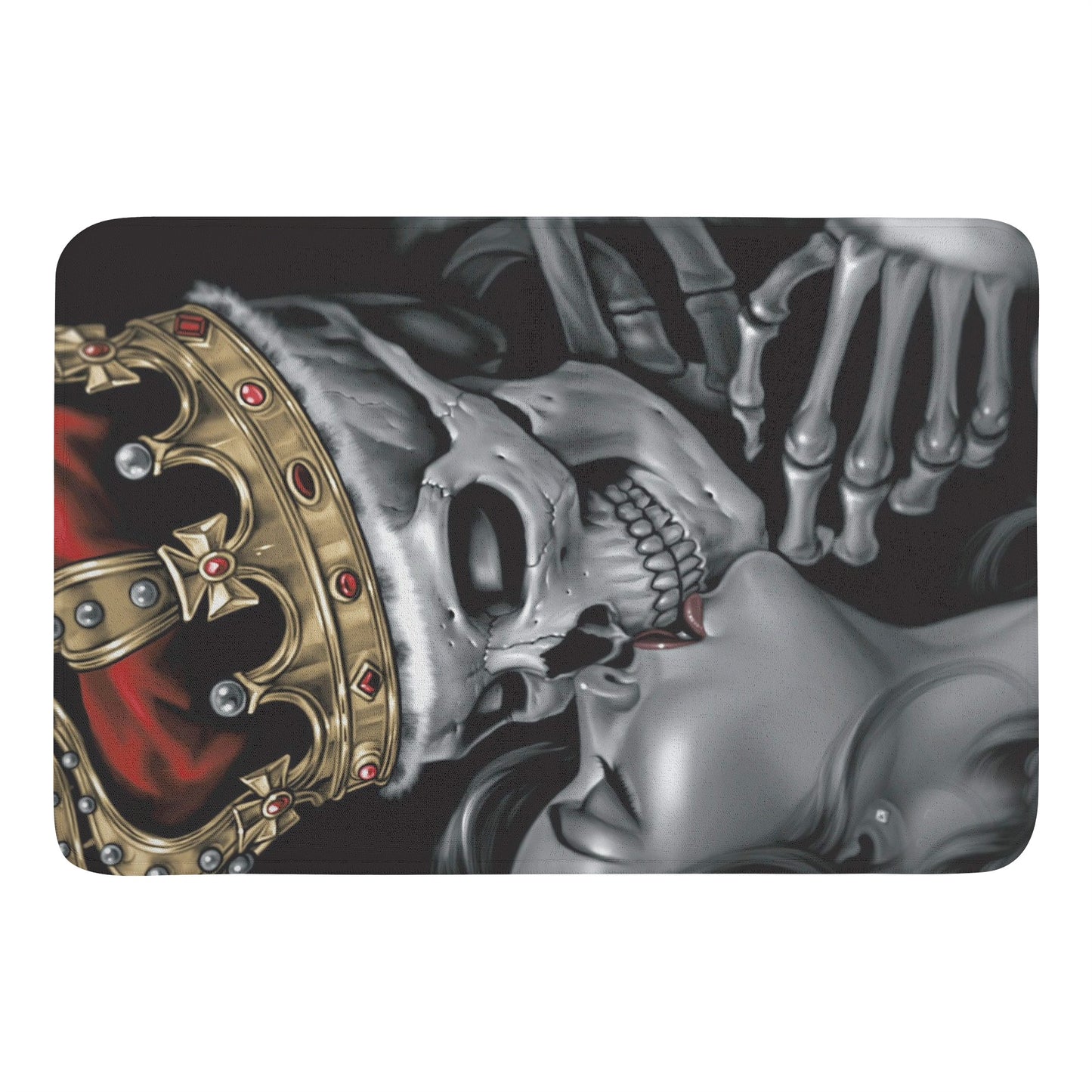 KING and queen kiss skull Plush Doormat