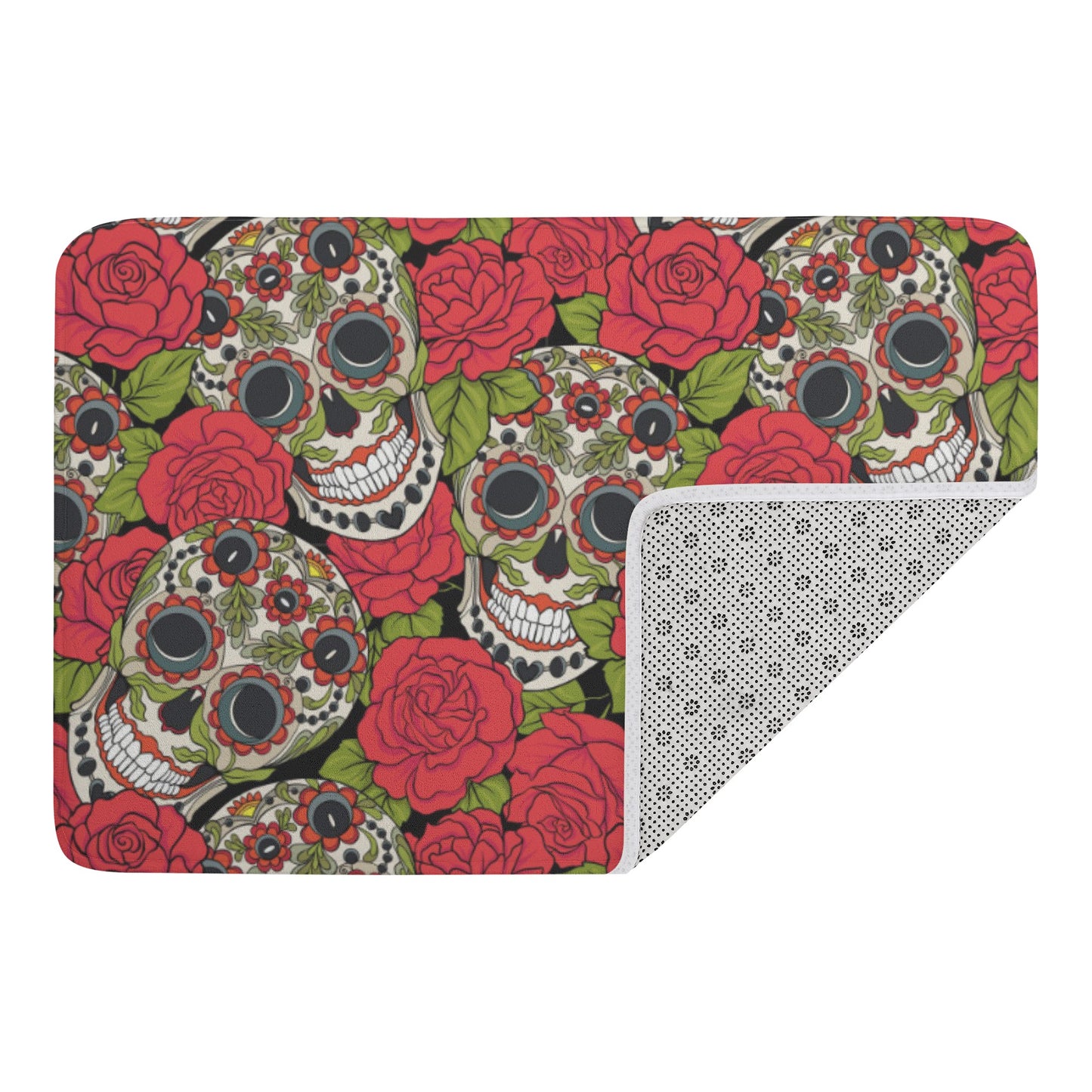 Sugar skull day of the dead calaveras mexican skull Plush Doormat