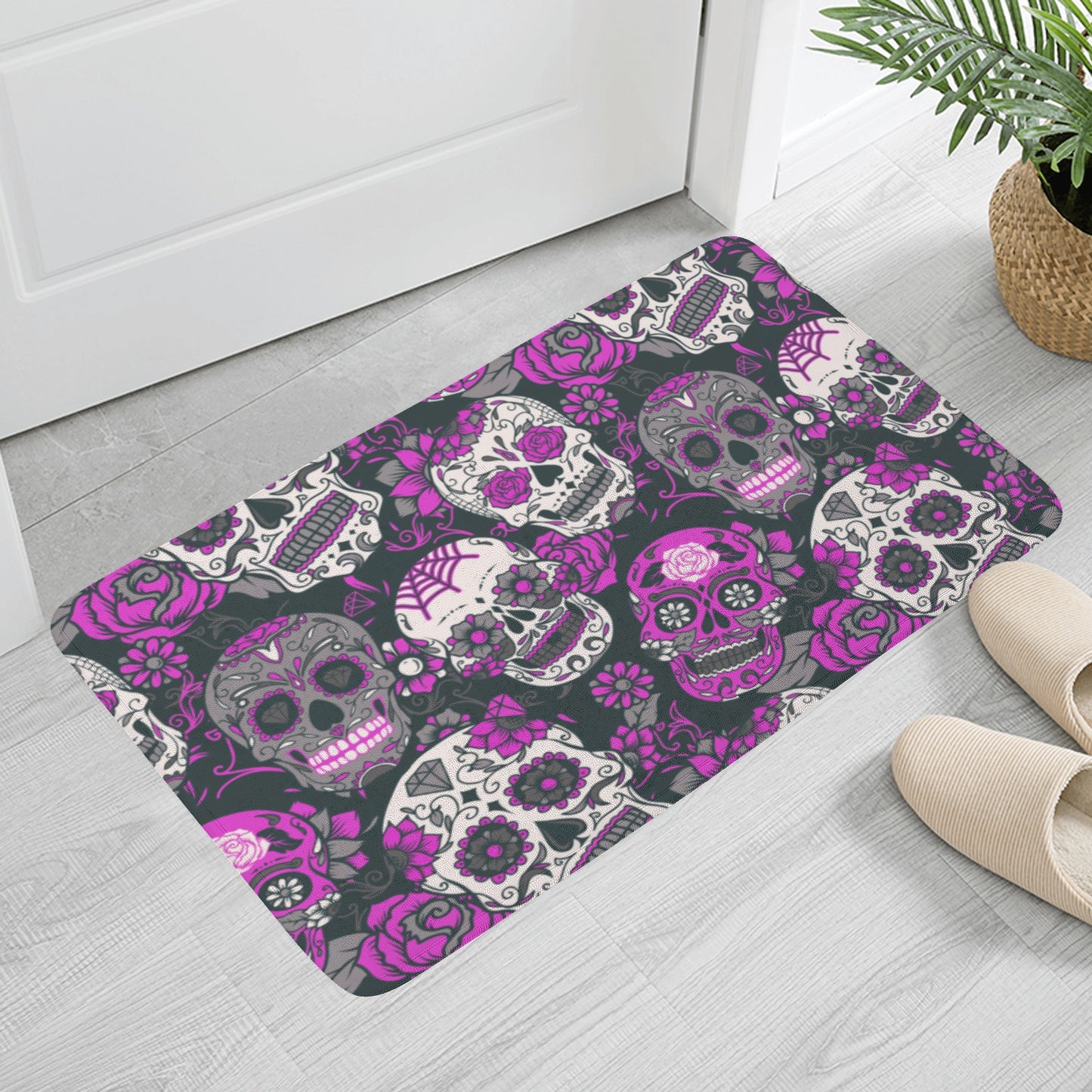 Mexcian skull calaveras day of the dead skull Plush Doormat