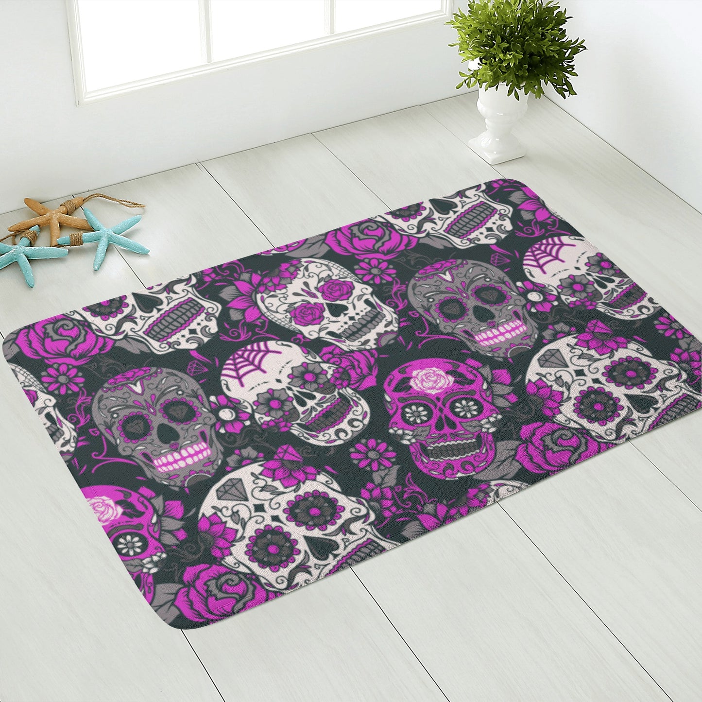 Mexcian skull calaveras day of the dead skull Plush Doormat