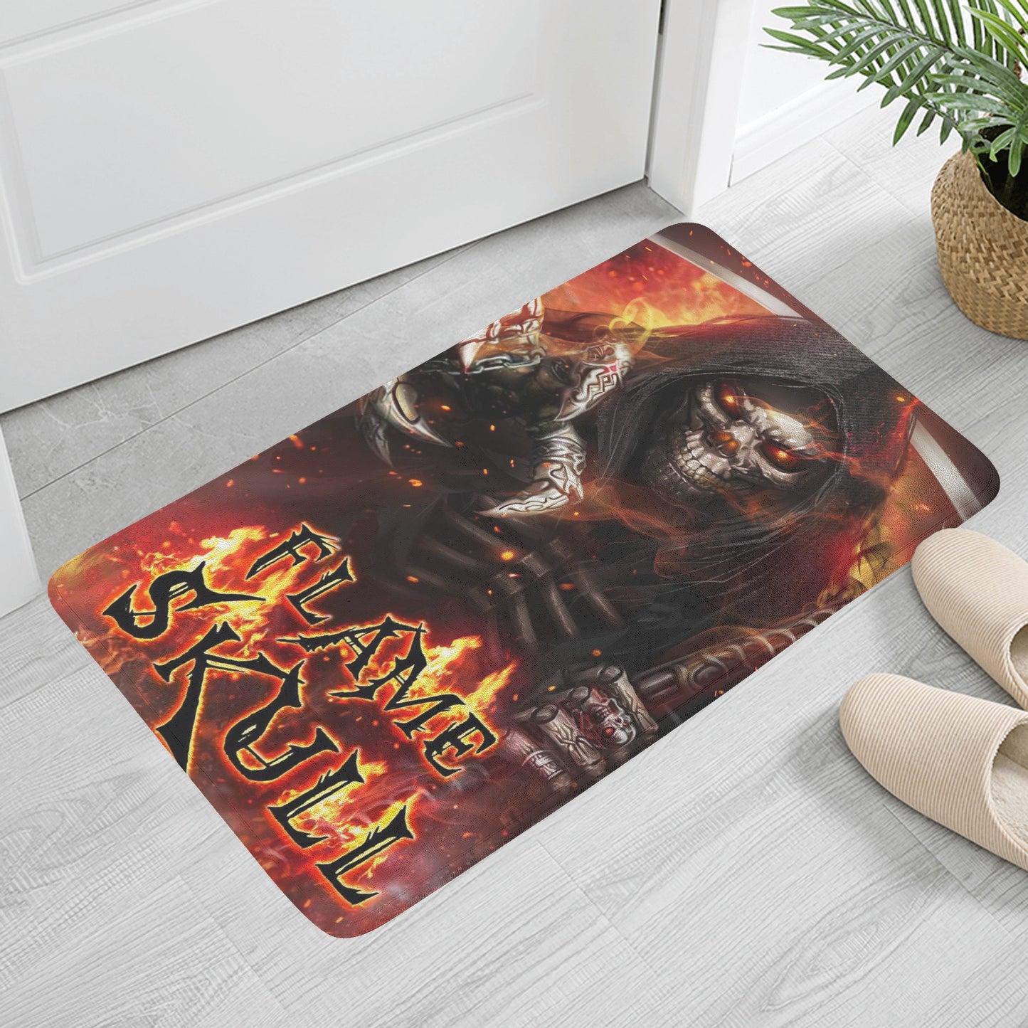 Flame skull Plush Doormat