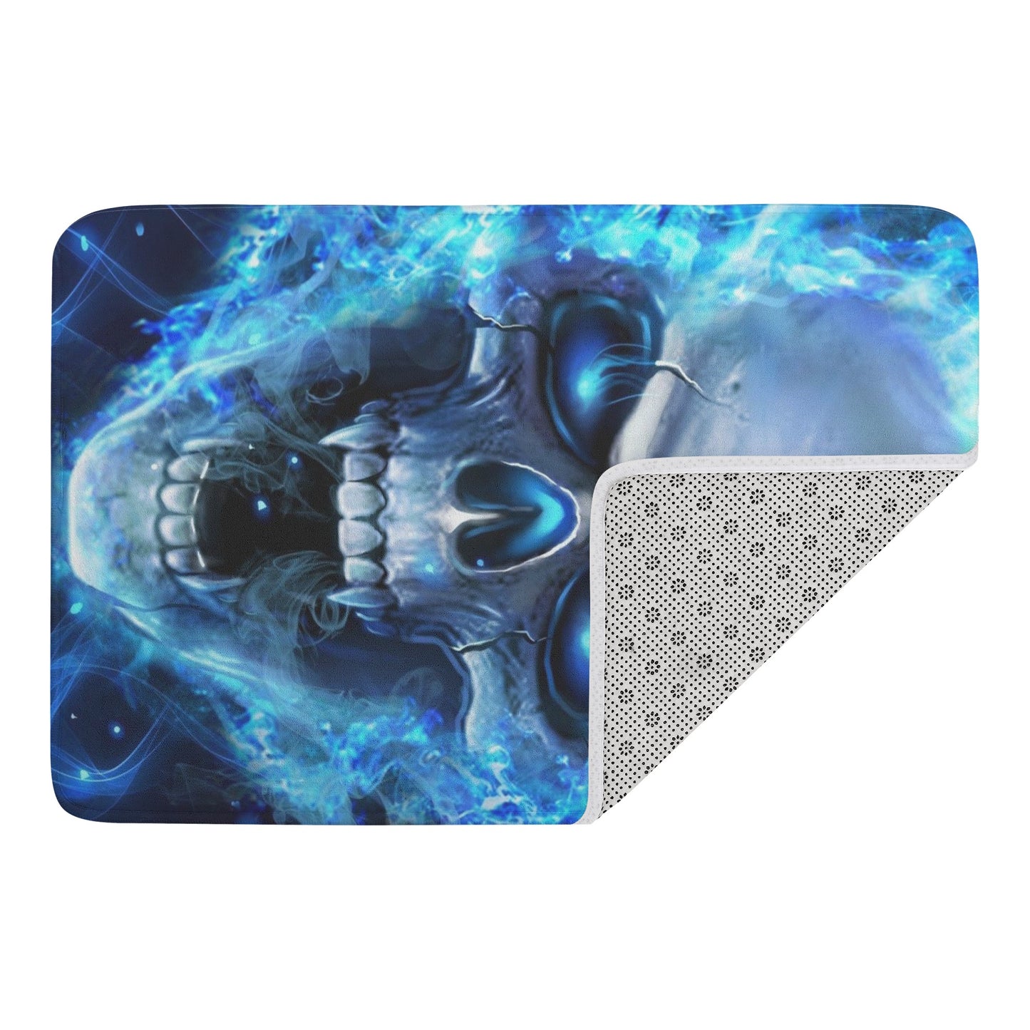Gothic fire flaming skull Plush Doormat