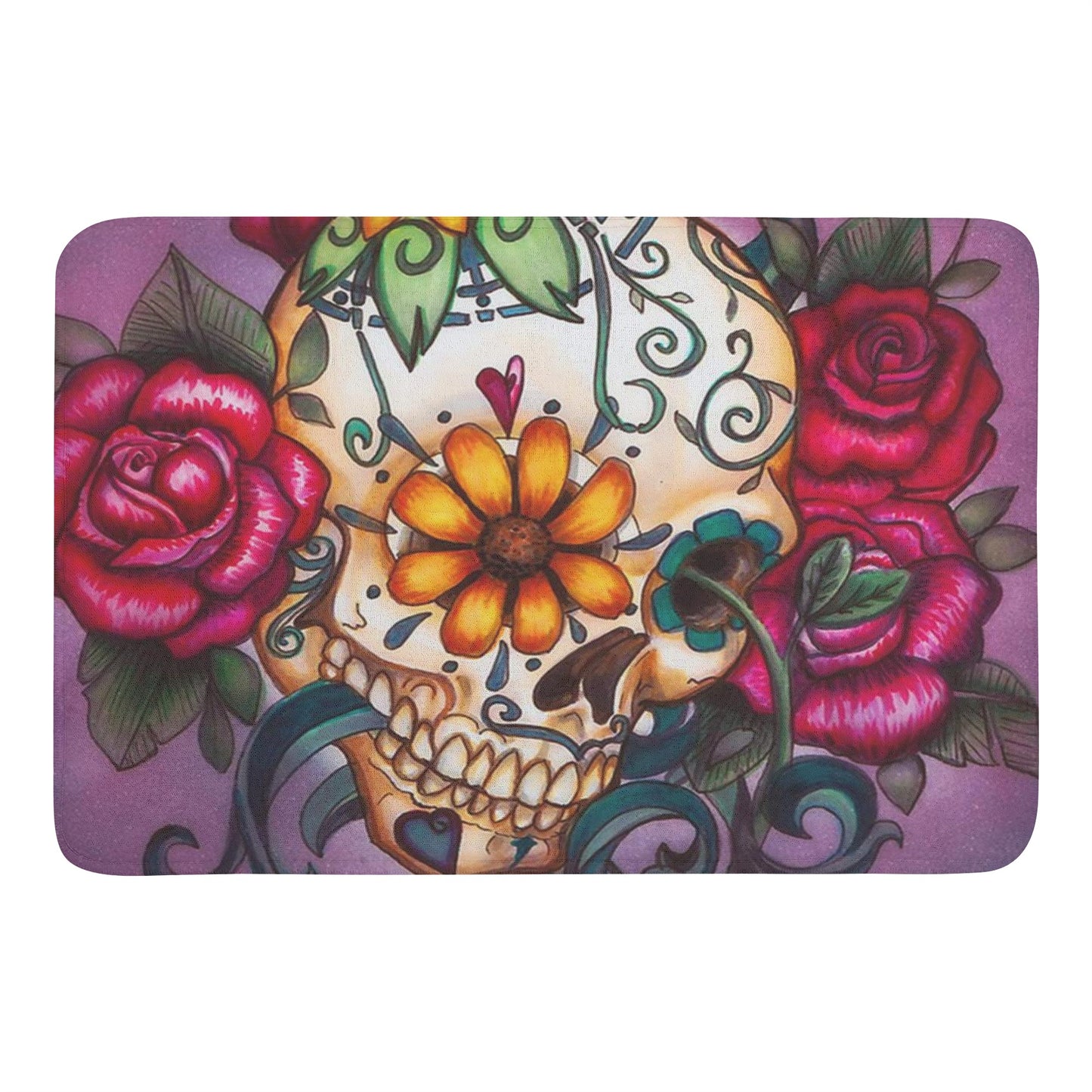 Day of the dead sugar skull Plush Doormat
