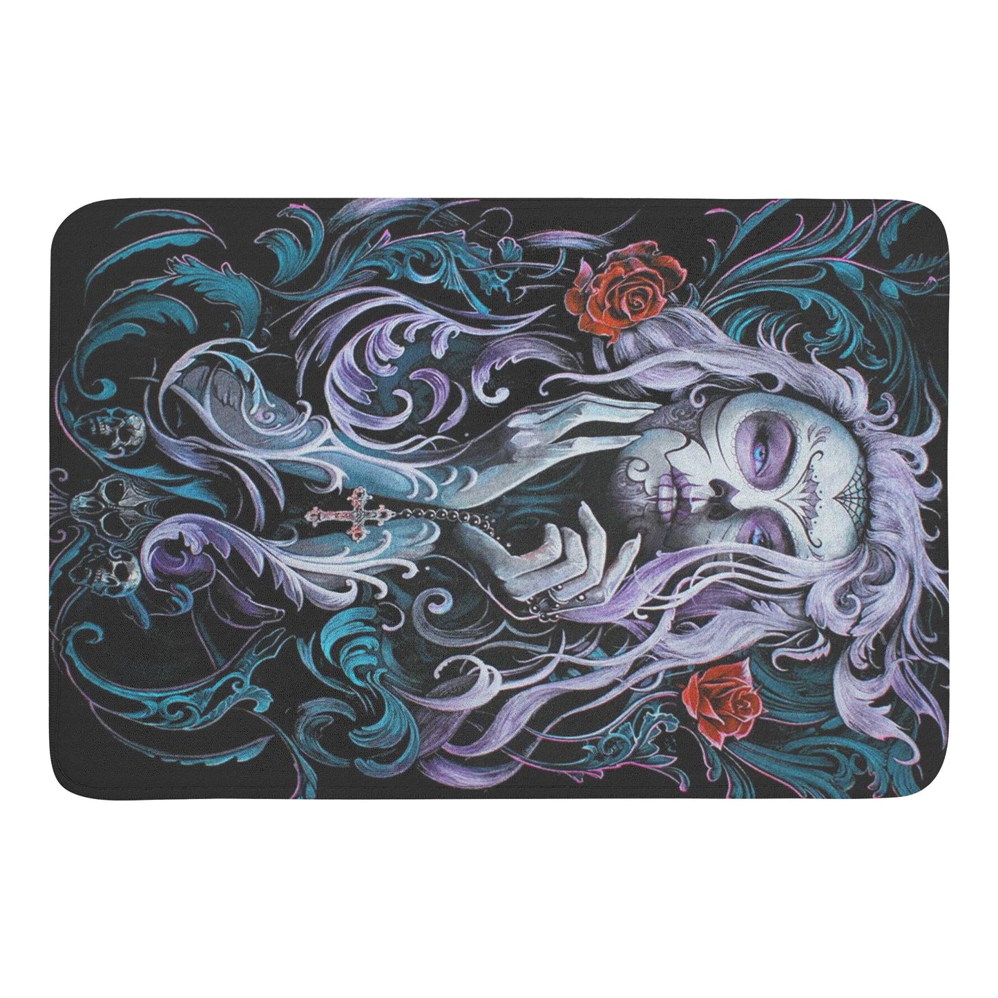 Beautiful sugar skull girl Plush Doormat