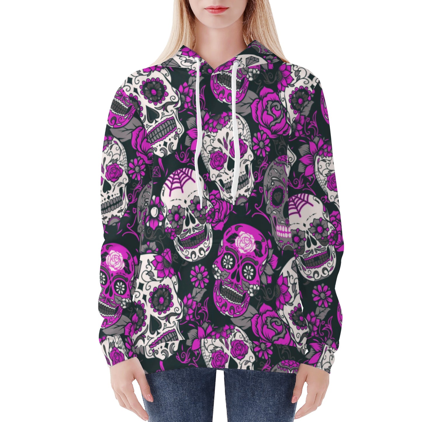 Dia de los muertos sugar skull Halloween Women's All Over Print Hoodie
