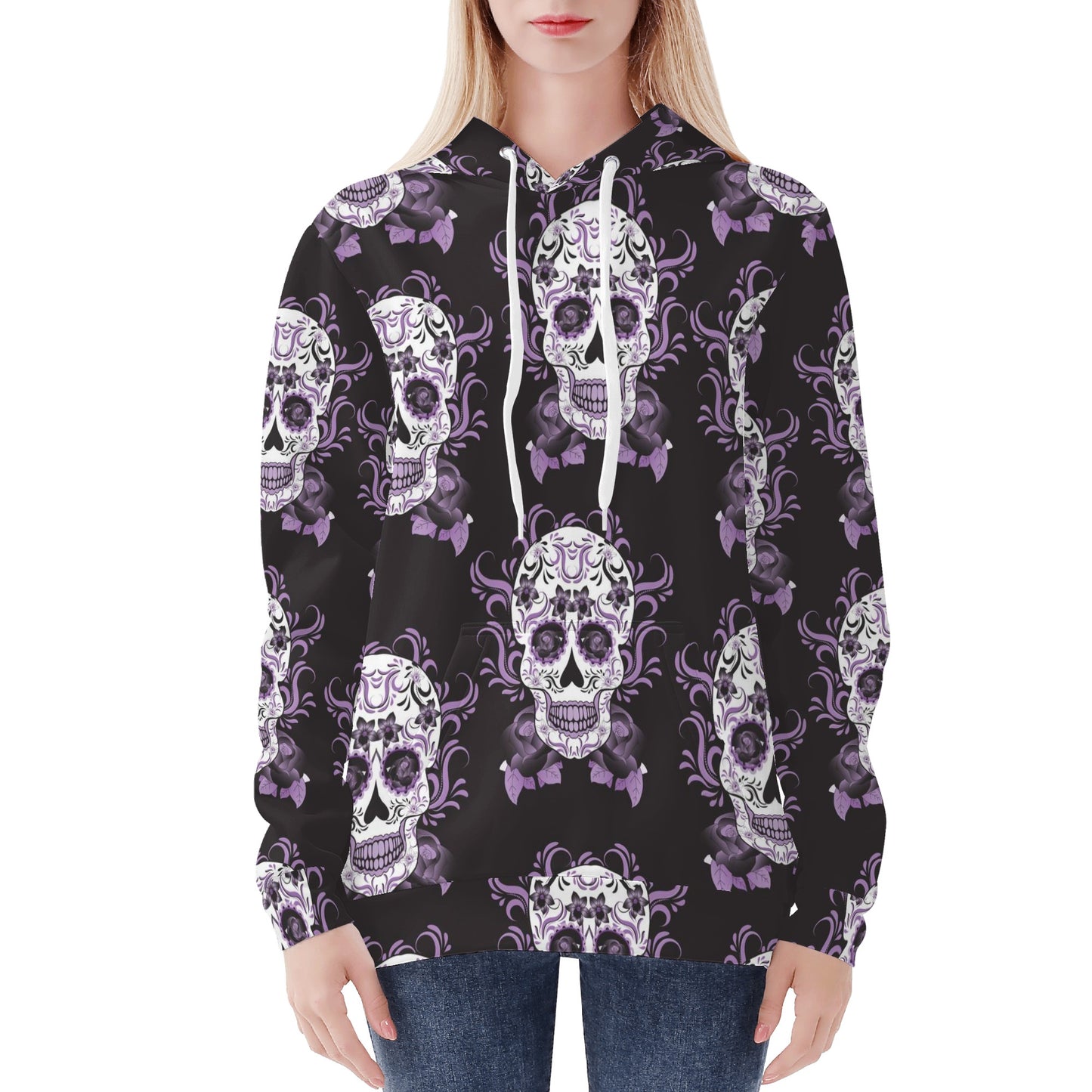 Rose skull sugar skull Women's All Over Print Hoodie