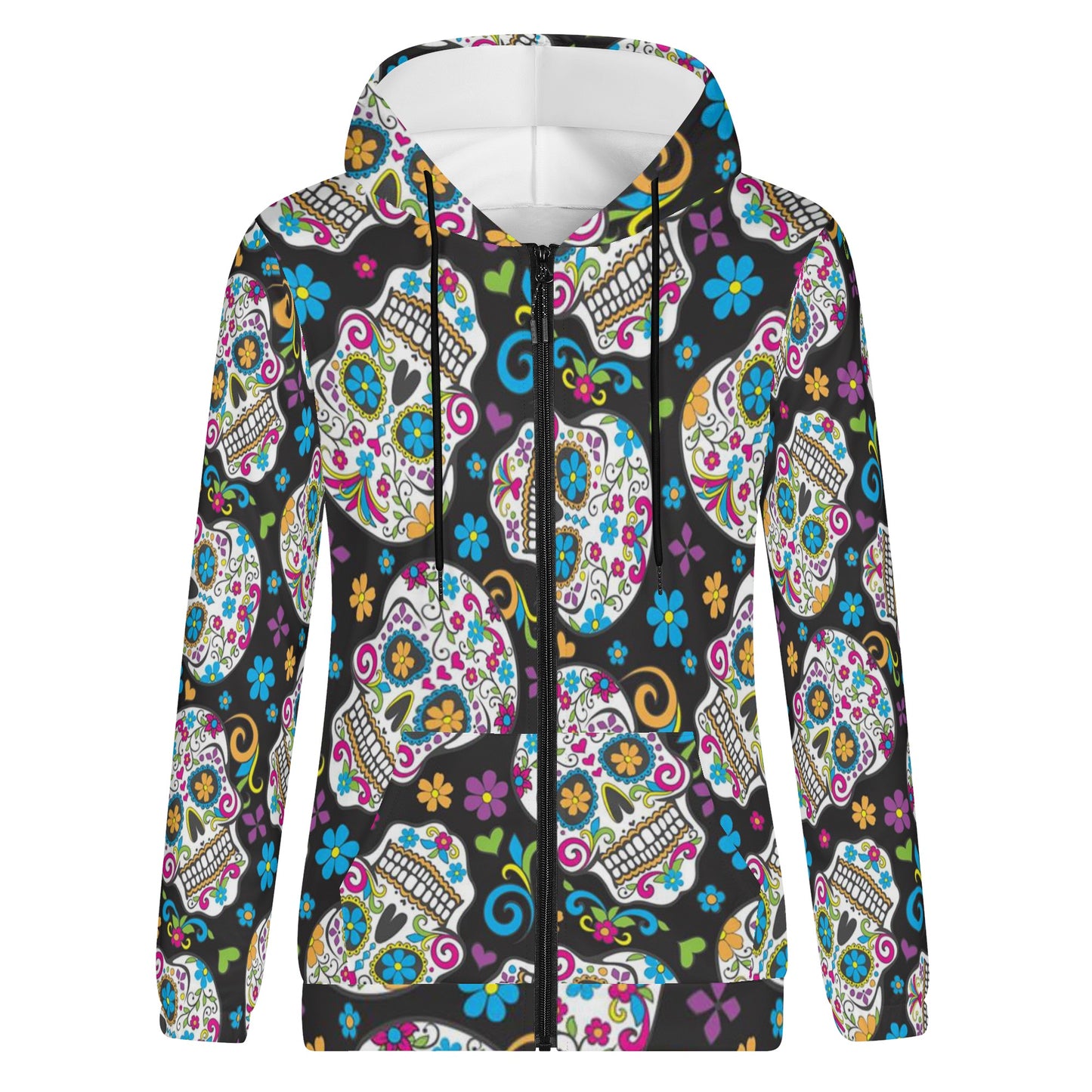 Sugar skull Women's Lightweight Zipper Jumper Sweatshirt Hoodie
