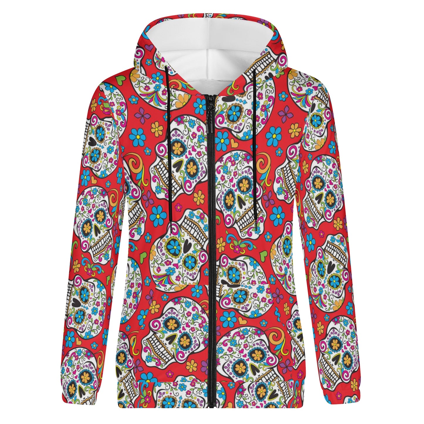 Sugar skull Gothic Women's Lightweight Zipper Jumper Sweatshirt Hoodie