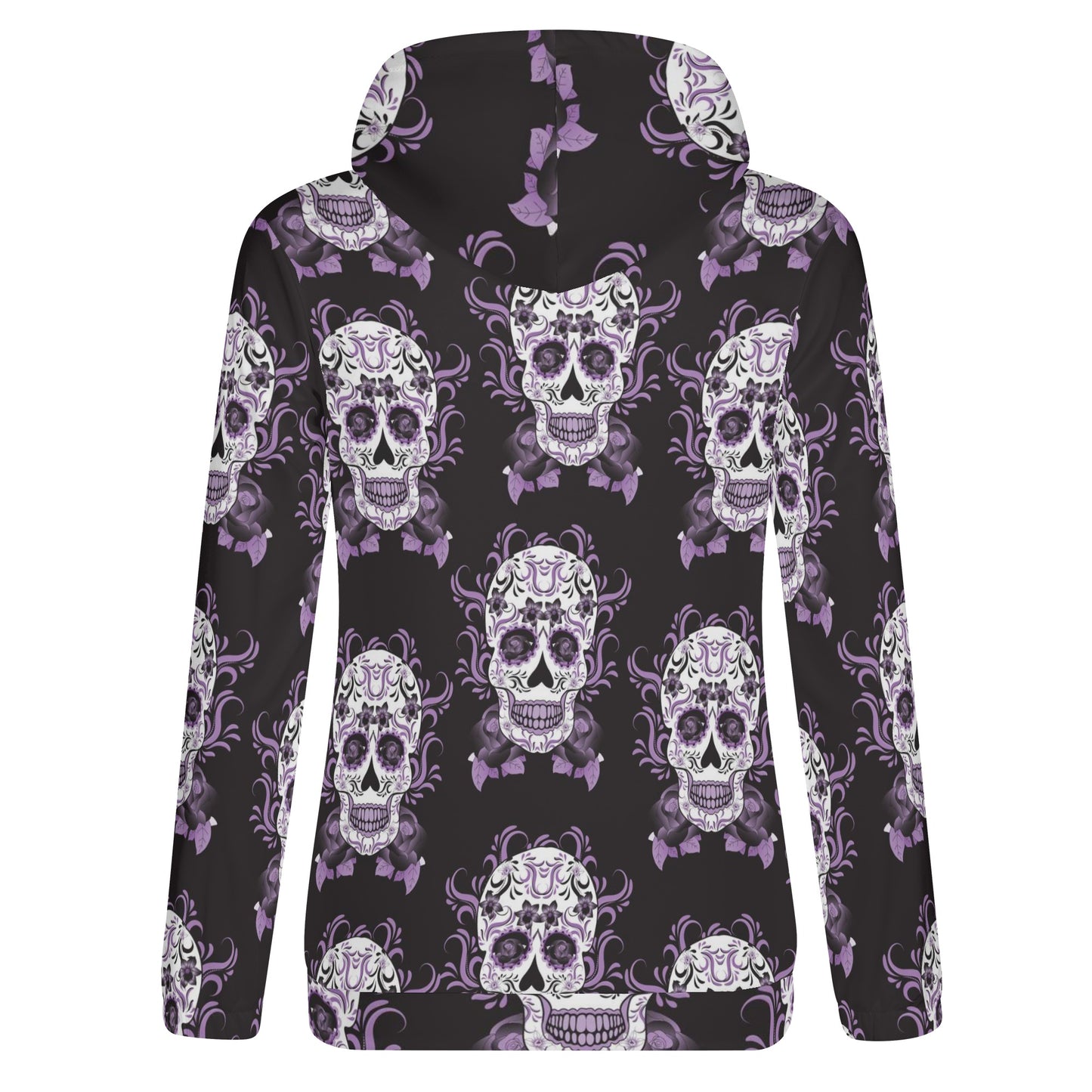 Day of the dead sugar skull calavears Women's Lightweight Zipper Jumper Sweatshirt Hoodie