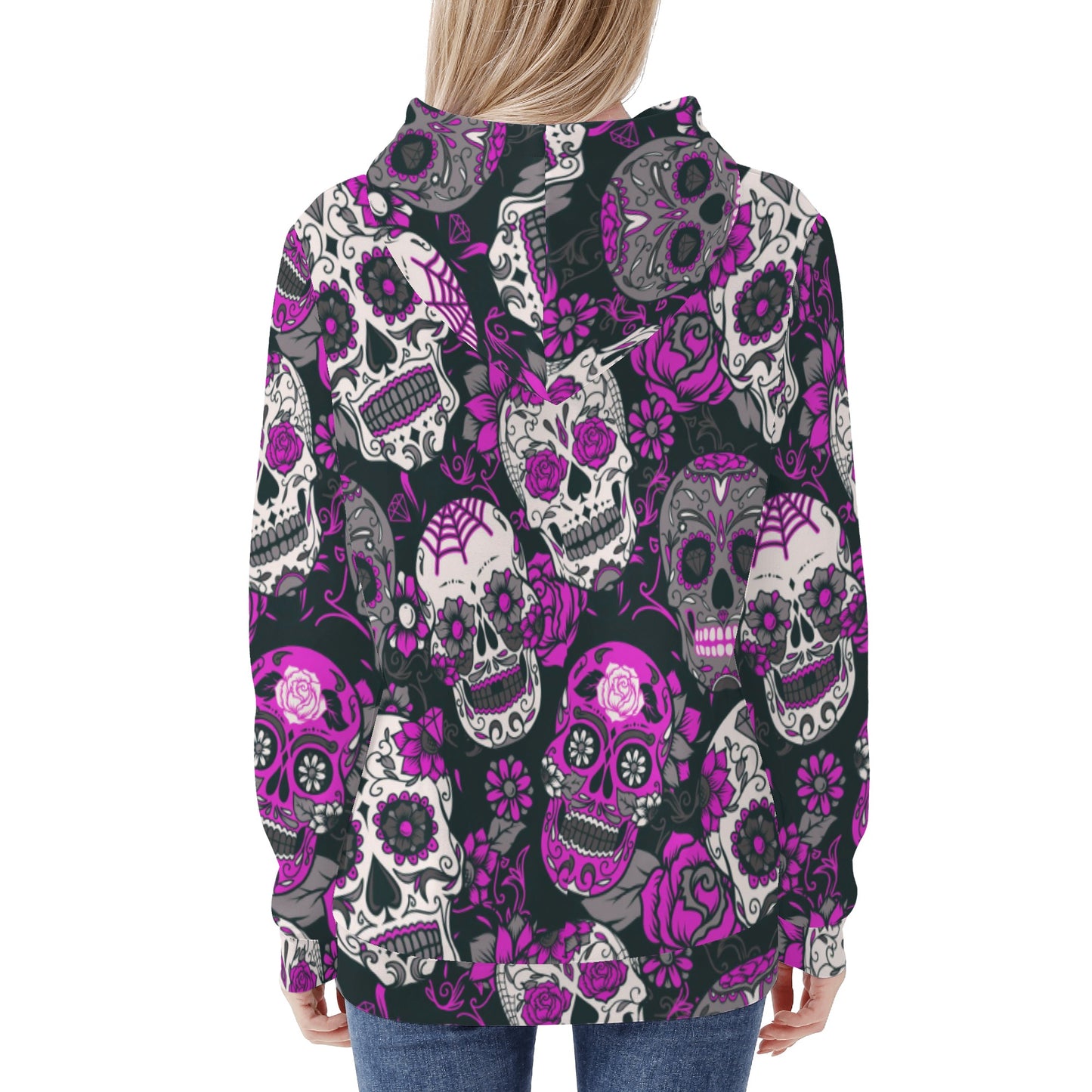 Dia de los muertos sugar skull Halloween Women's All Over Print Hoodie