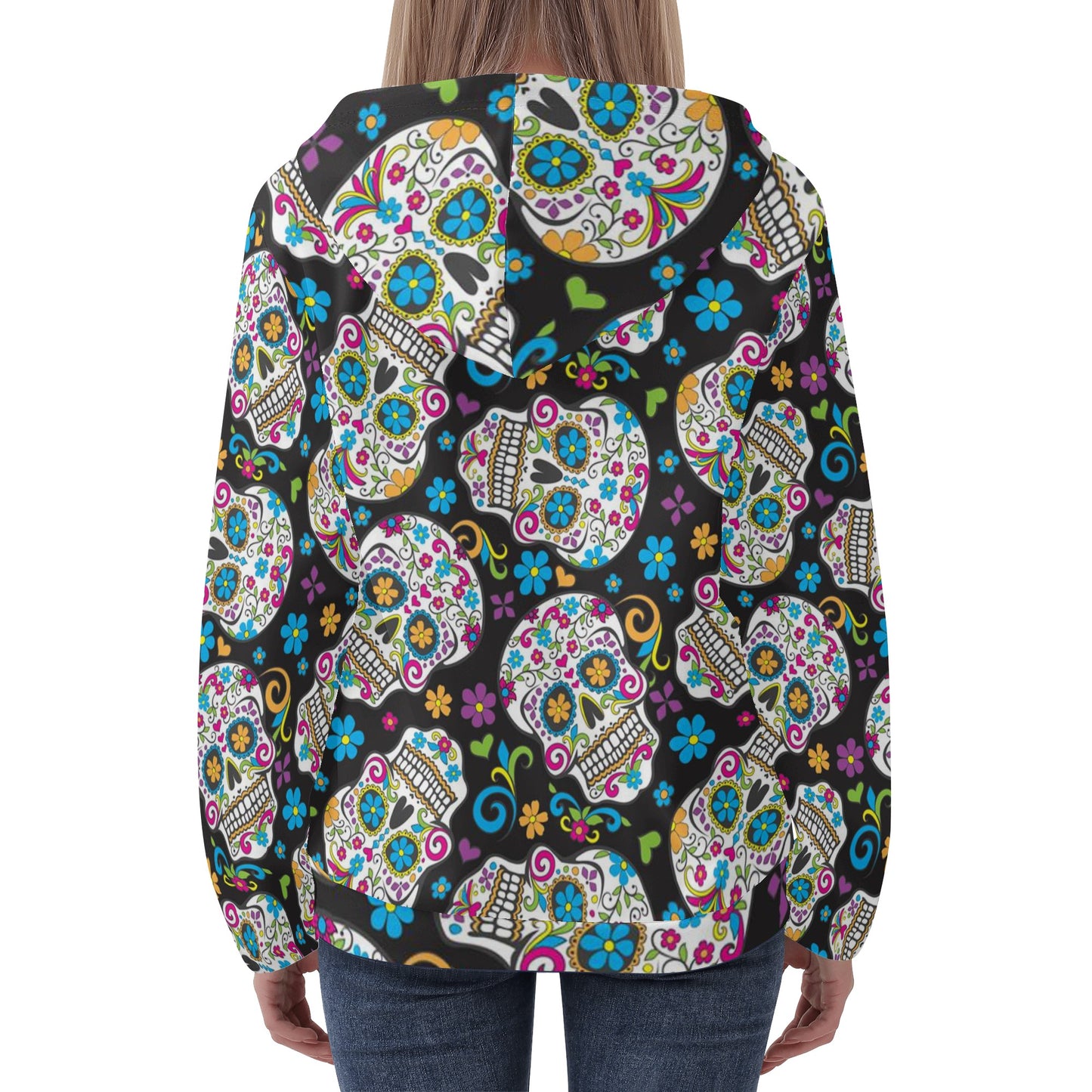 Sugar skull Women's Lightweight Zipper Jumper Sweatshirt Hoodie