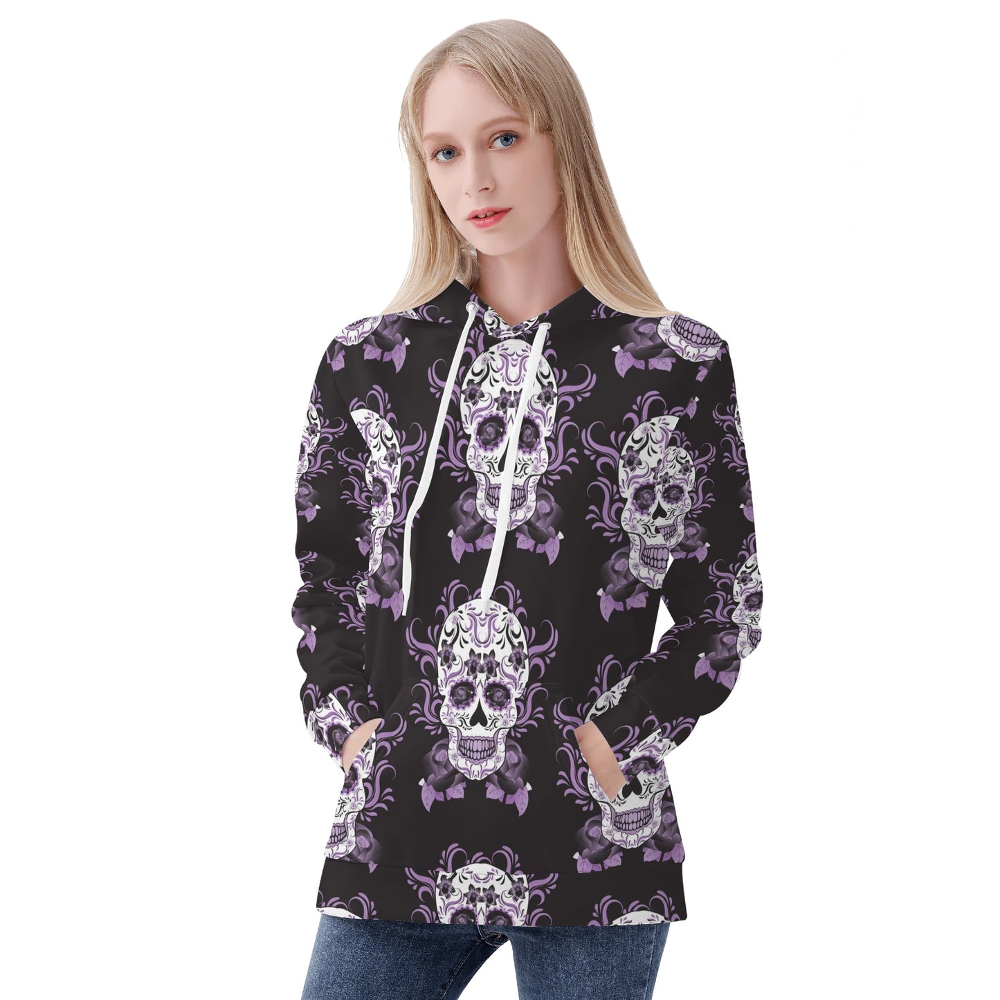 Rose skull sugar skull Women's All Over Print Hoodie