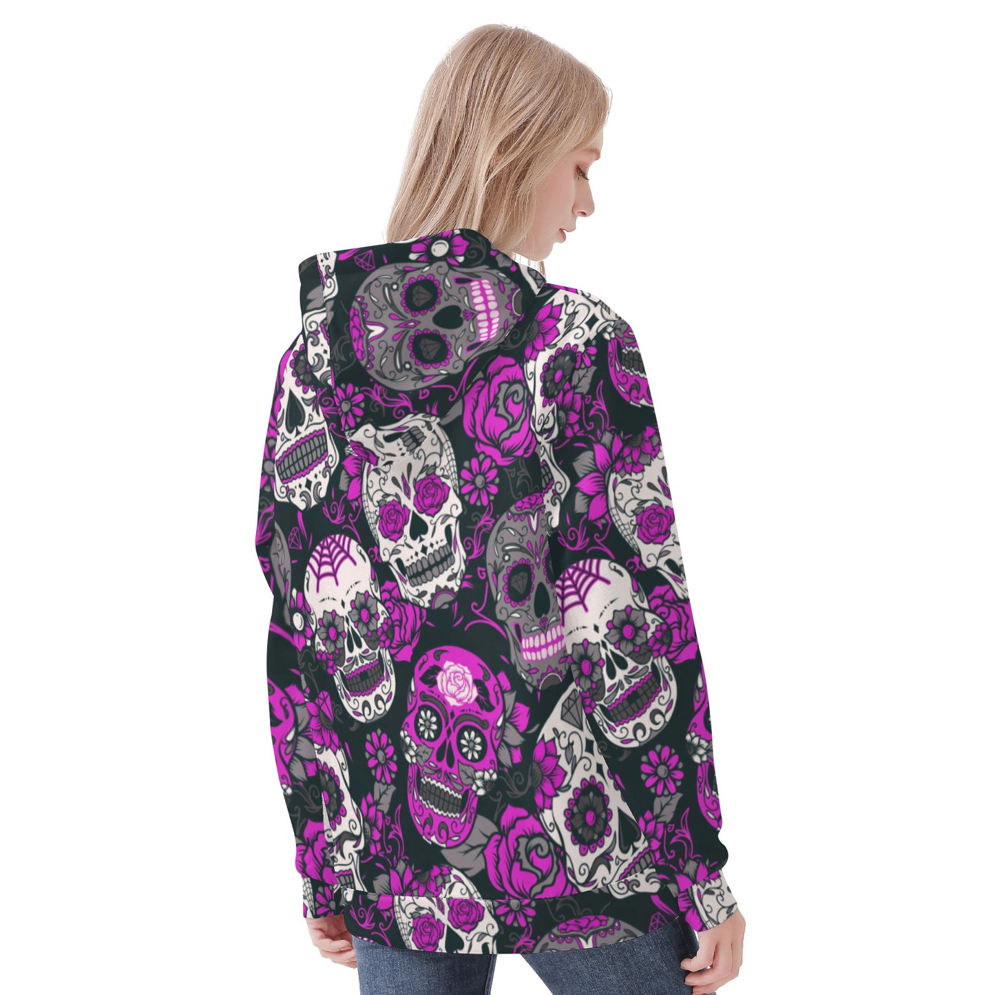 Dia de los muertos sugar skull Halloween Women's All Over Print Hoodie